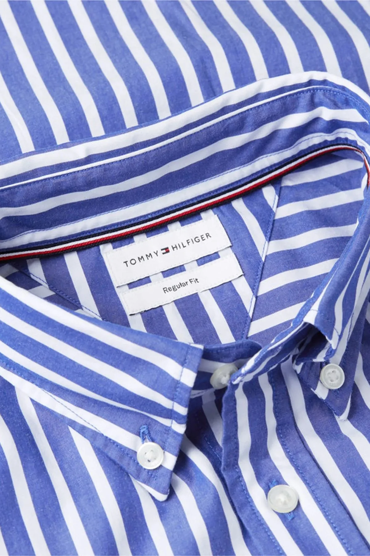 Tommy Hilfiger Çizgili Pamuklu Regular Fit Uzun Kollu Erkek Gömlek MW0MW43315 0A5 Mavi-beyaz - 5