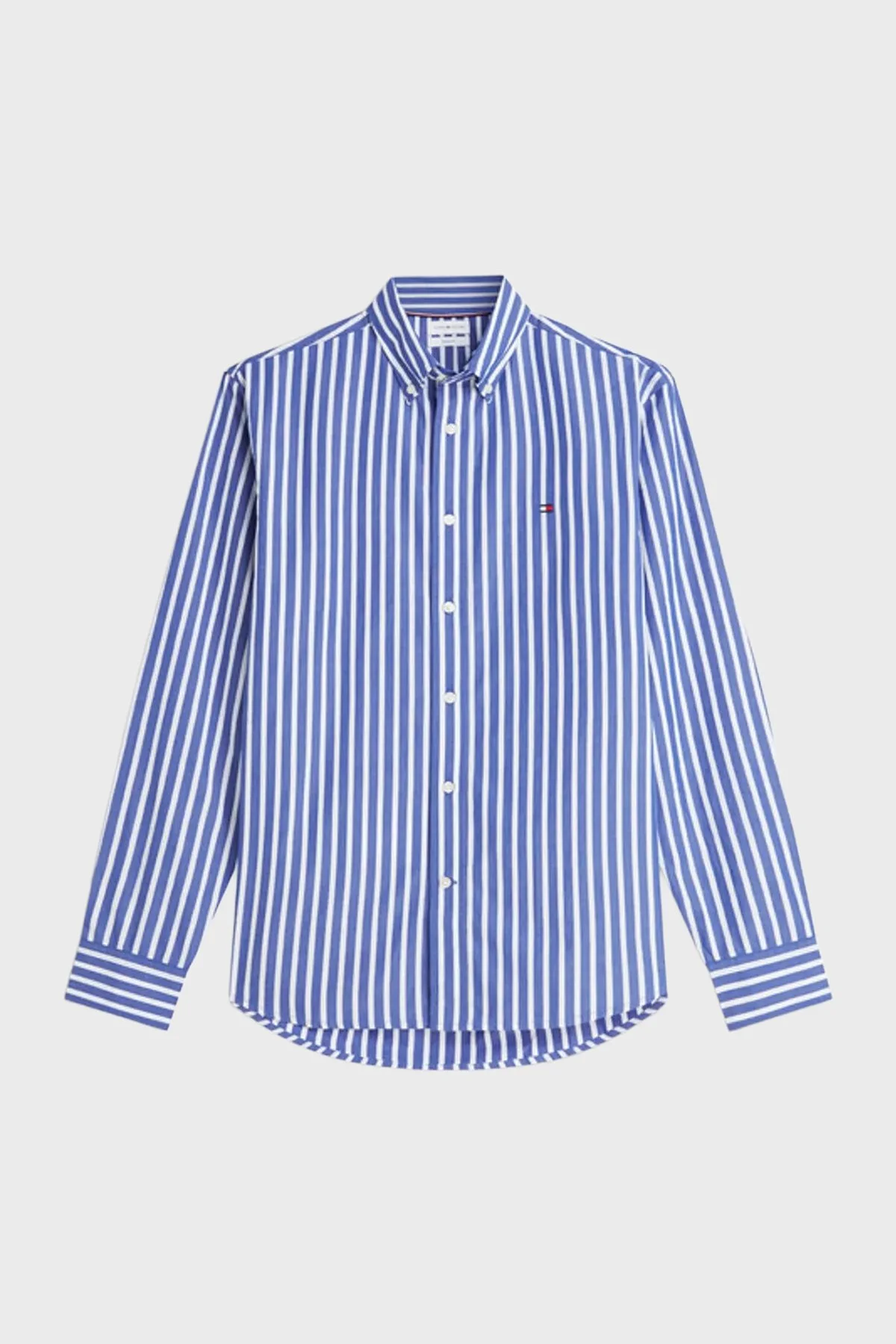 Tommy Hilfiger Çizgili Pamuklu Regular Fit Uzun Kollu Erkek Gömlek MW0MW43315 0A5 Mavi-beyaz - 6