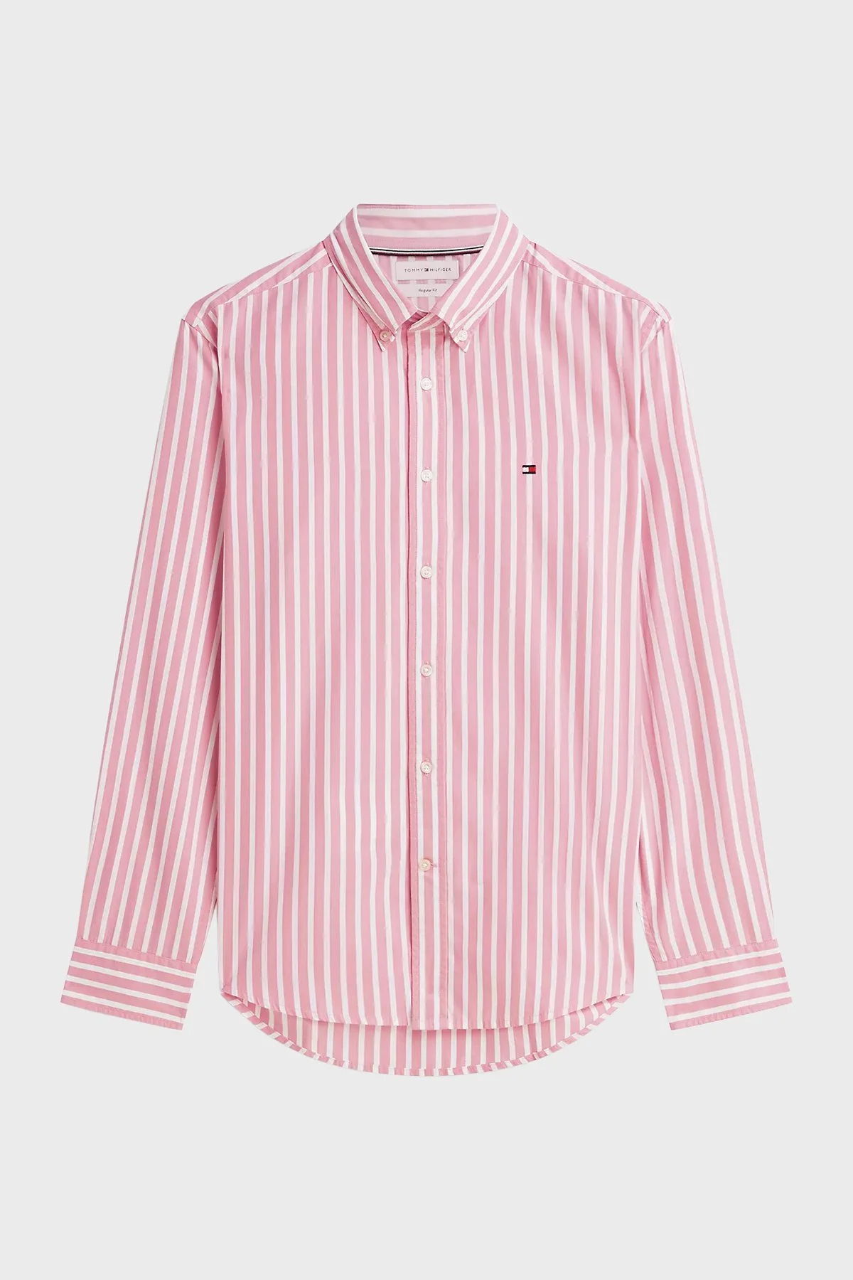 Tommy Hilfiger Çizgili Pamuklu Regular Fit Uzun Kollu Erkek Gömlek MW0MW43315 0D1 Pembe-beyaz - 5