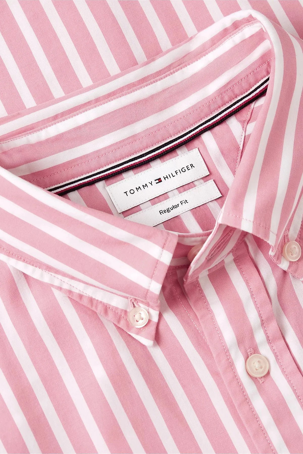 Tommy Hilfiger Çizgili Pamuklu Regular Fit Uzun Kollu Erkek Gömlek MW0MW43315 0D1 Pembe-beyaz - 6