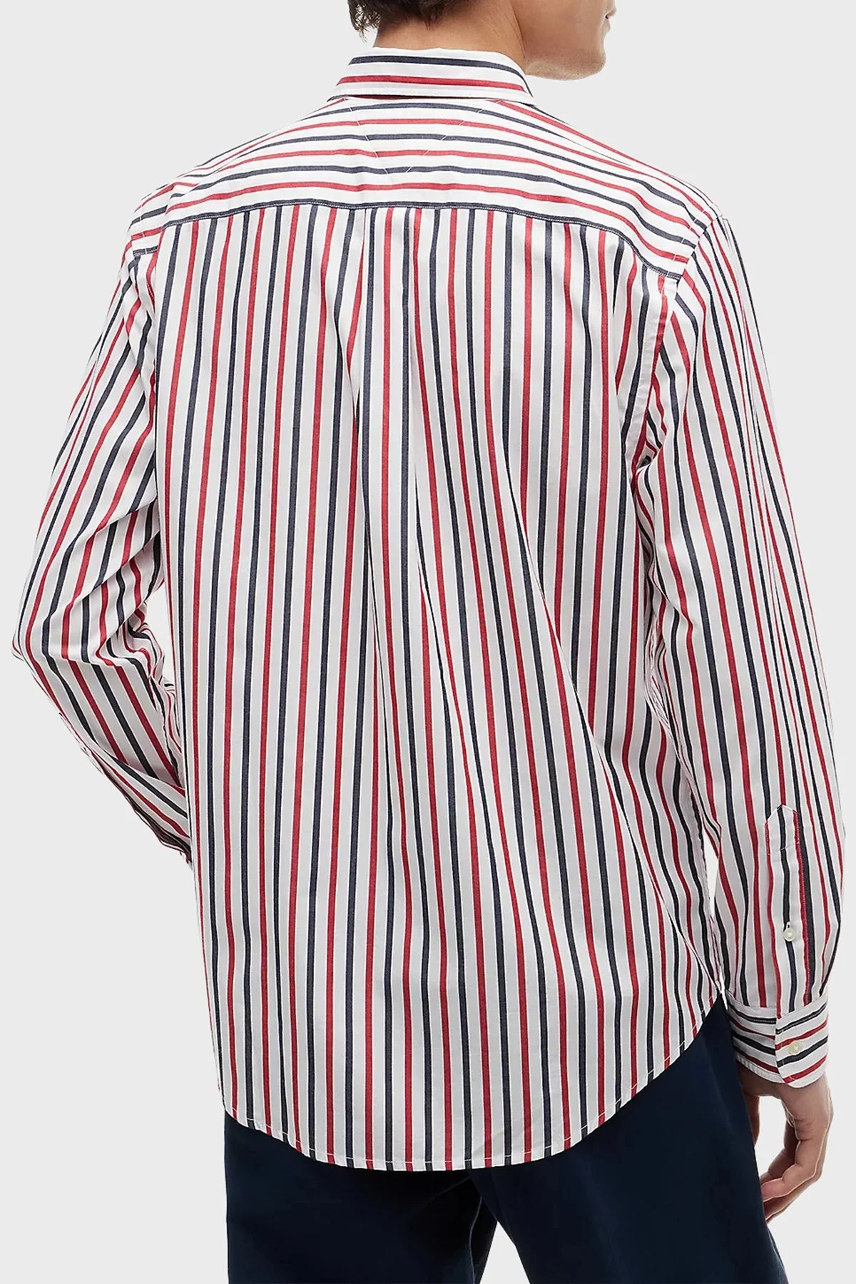 Tommy Hilfiger Çizgili Pamuklu Regular Fit Uzun Kollu Erkek Gömlek MW0MW43315 0EV Beyaz-kırmızı-lacivert - 3
