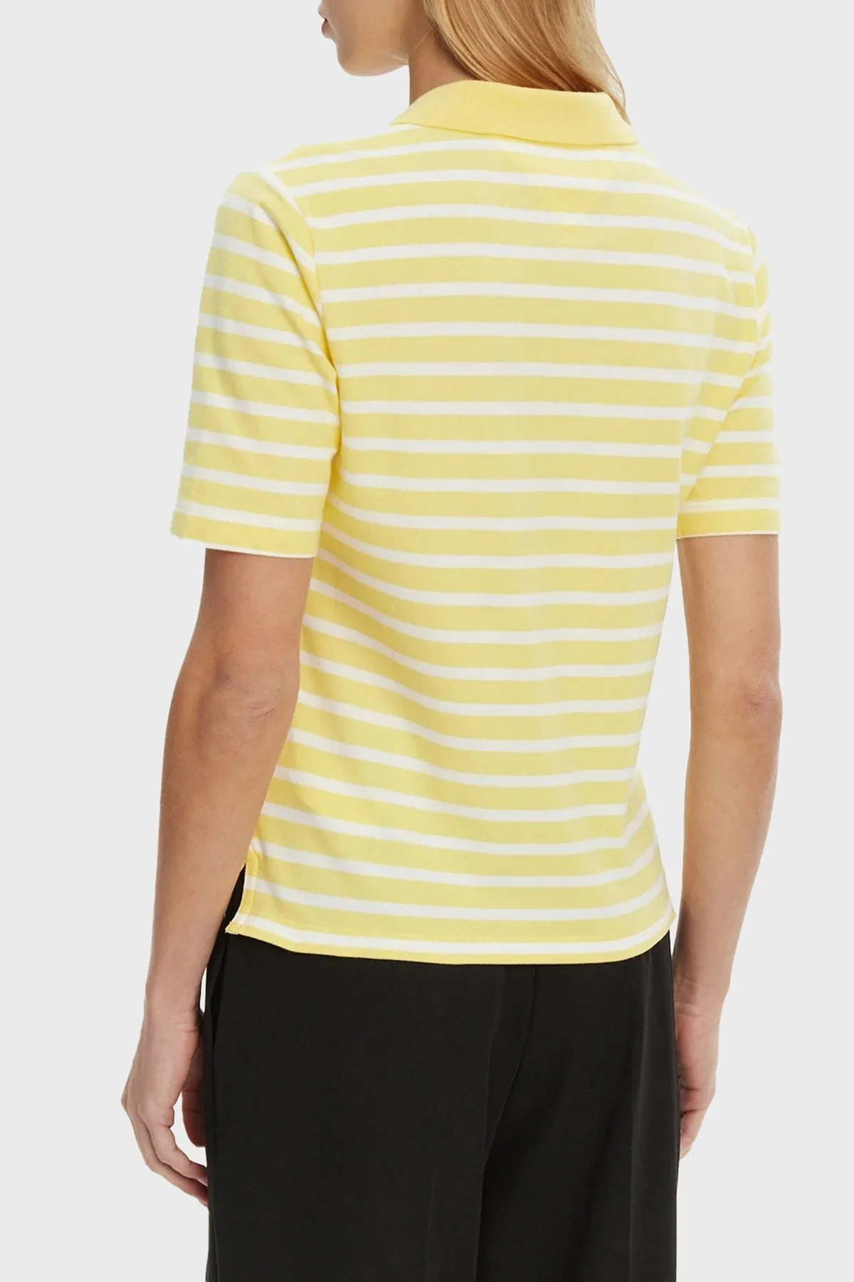 Tommy Hilfiger Çizgili Streç Pamuklu Regular Fit Düğmeli Bayan Polo Yaka T Shirt WW0WW43224 0FR SARI - 7