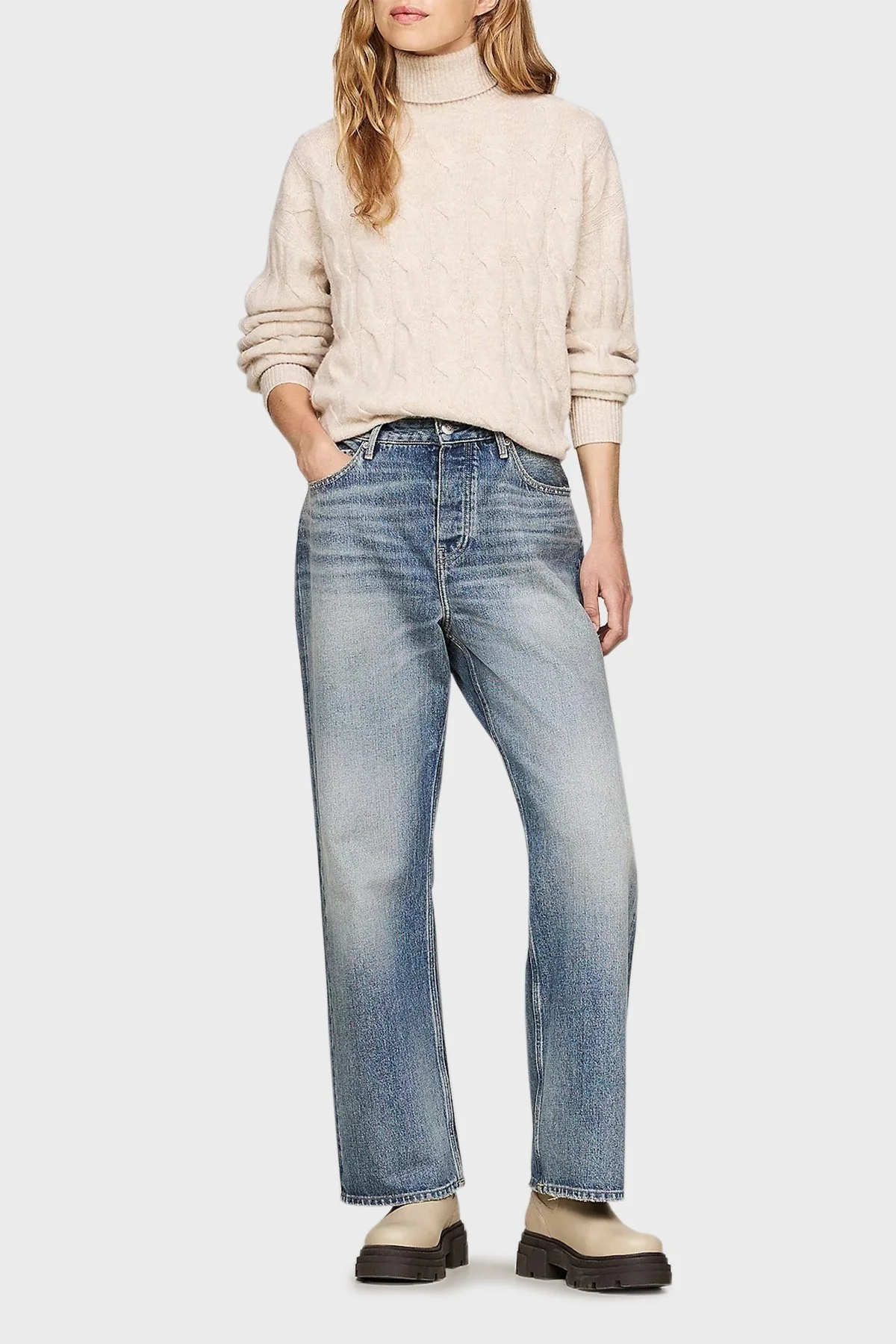 Tommy Hilfiger Deri Chelsea Bayan Bot FW0FW08089 AEG BEJ - 2