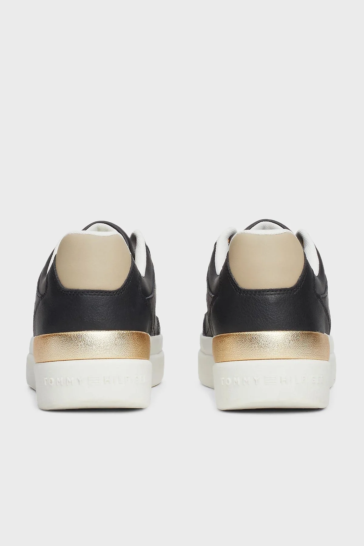 Tommy Hilfiger Deri Karışımlı Logolu Kalın Tabanlı Sneaker Bayan Ayakkabı FW0FW08126 BDS SİYAH - 5