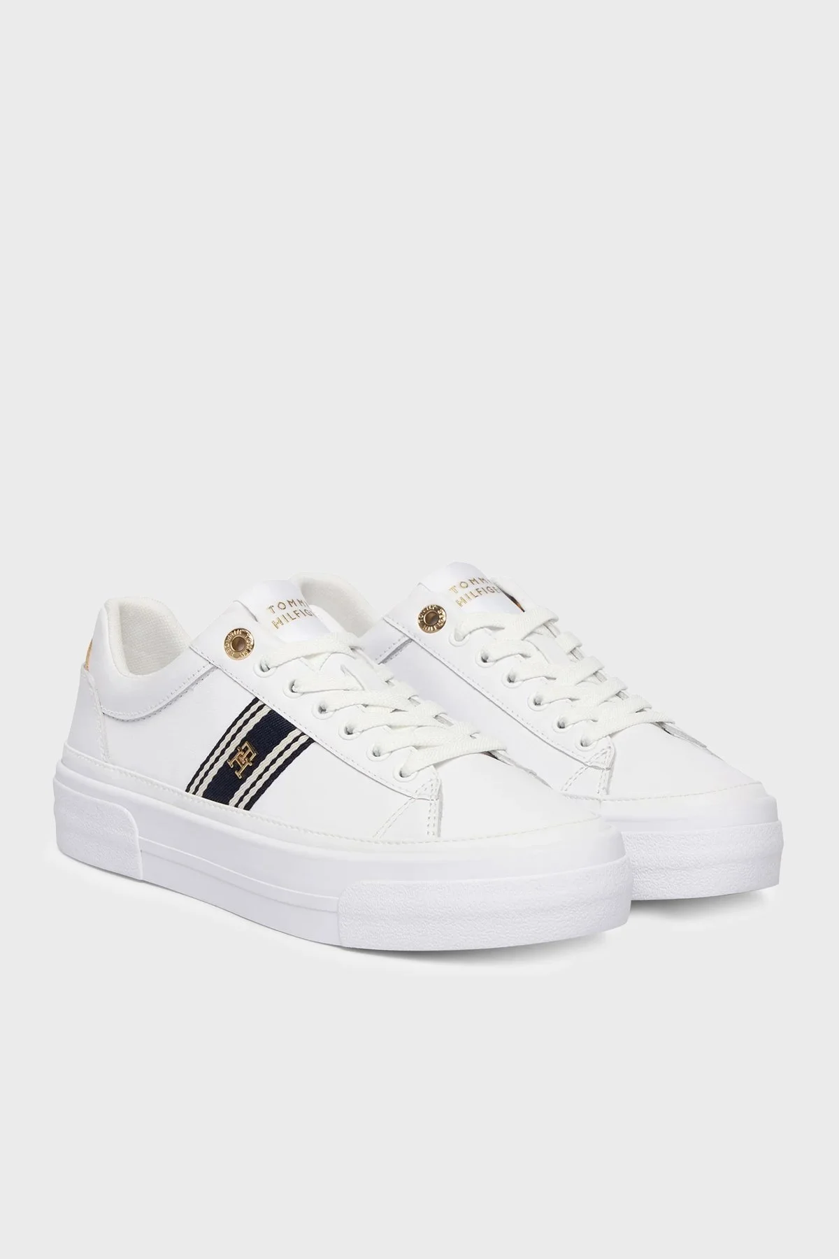 Tommy Hilfiger Deri Karışımlı Sneaker Kadın Ayakkabı FW0FW09353 YBS BEYAZ - 2