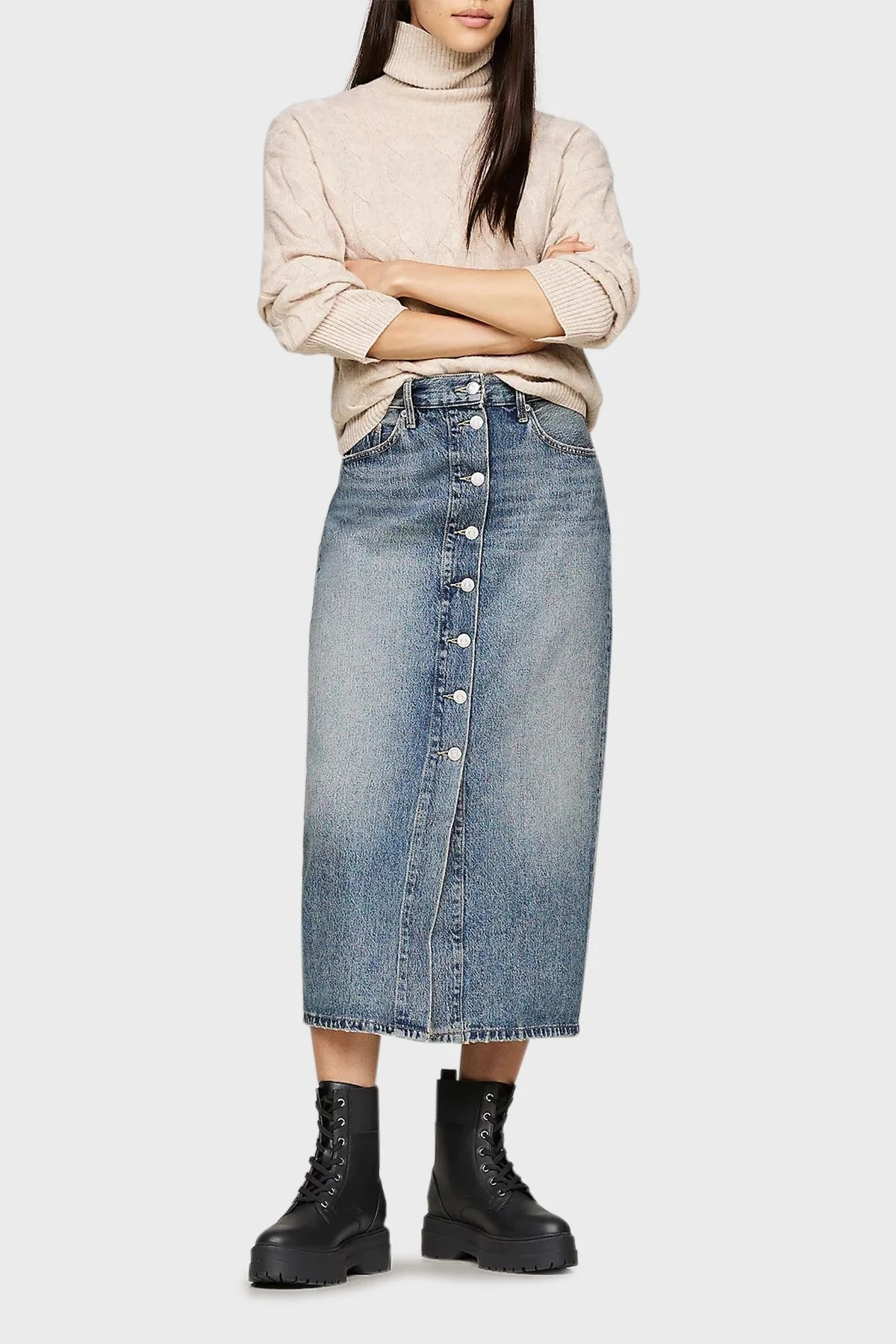 Tommy Hilfiger Deri Kramponlu Bayan Bot FW0FW08440 BDS SİYAH - 2