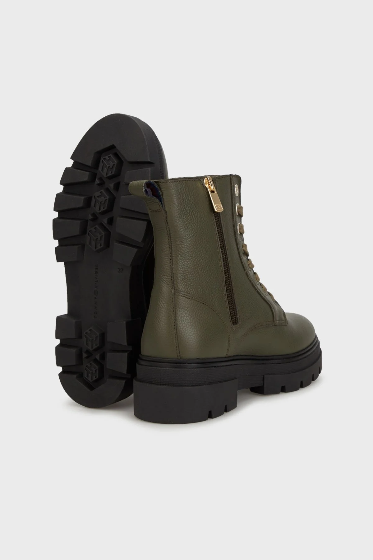 Tommy Hilfiger Deri Logolu Bayan Bot FW0FW08160 RBN KOYU HAKİ - 8