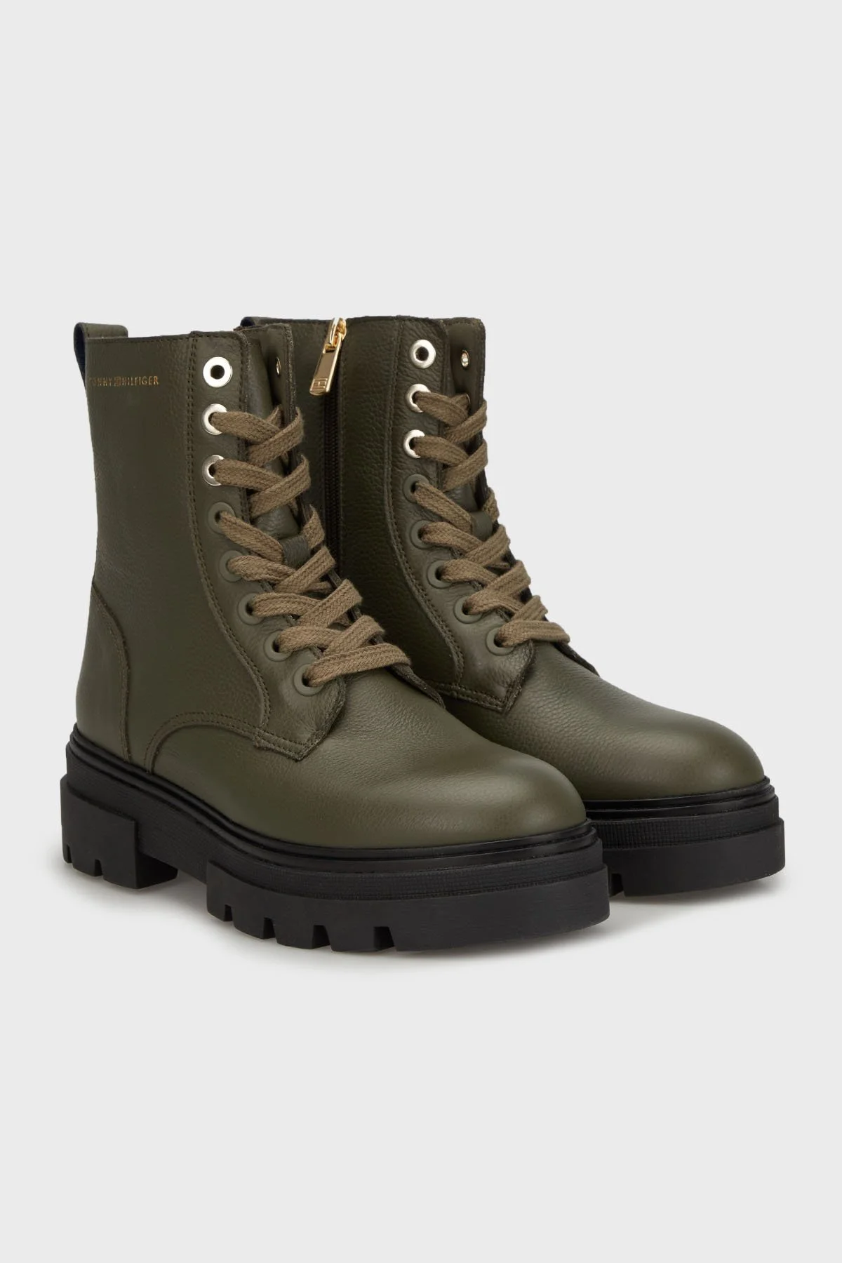 Tommy Hilfiger Deri Logolu Kadın Bot FW0FW08160 RBN KOYU HAKİ - 3