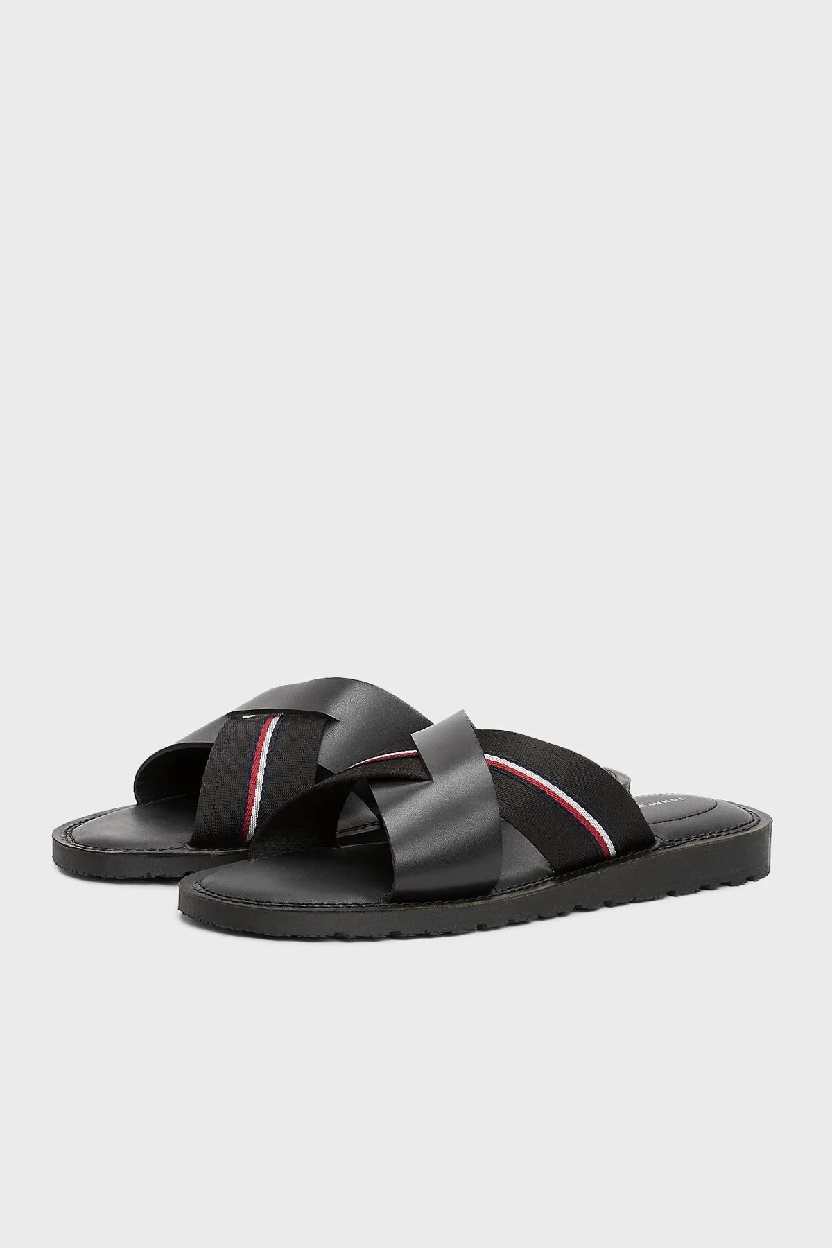 Tommy Hilfiger Deri Logolu Erkek Sandalet FM0FM05415 BDS SİYAH - 5