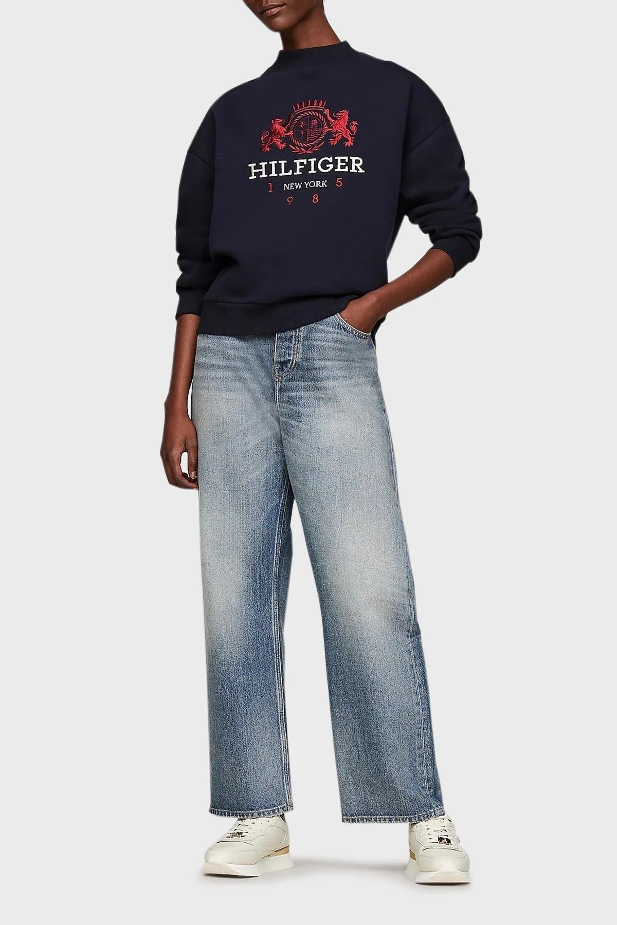 Tommy Hilfiger Deri Logolu Kalın Tabanlı Sneaker Bayan Ayakkabı FW0FW08117 ACG BEJ - 2