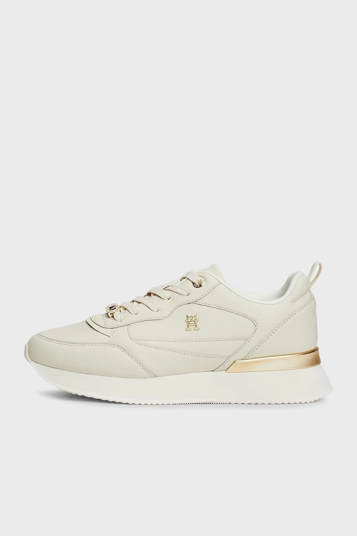 Tommy Hilfiger Deri Logolu Kalın Tabanlı Sneaker Bayan Ayakkabı FW0FW08117 ACG BEJ - 3