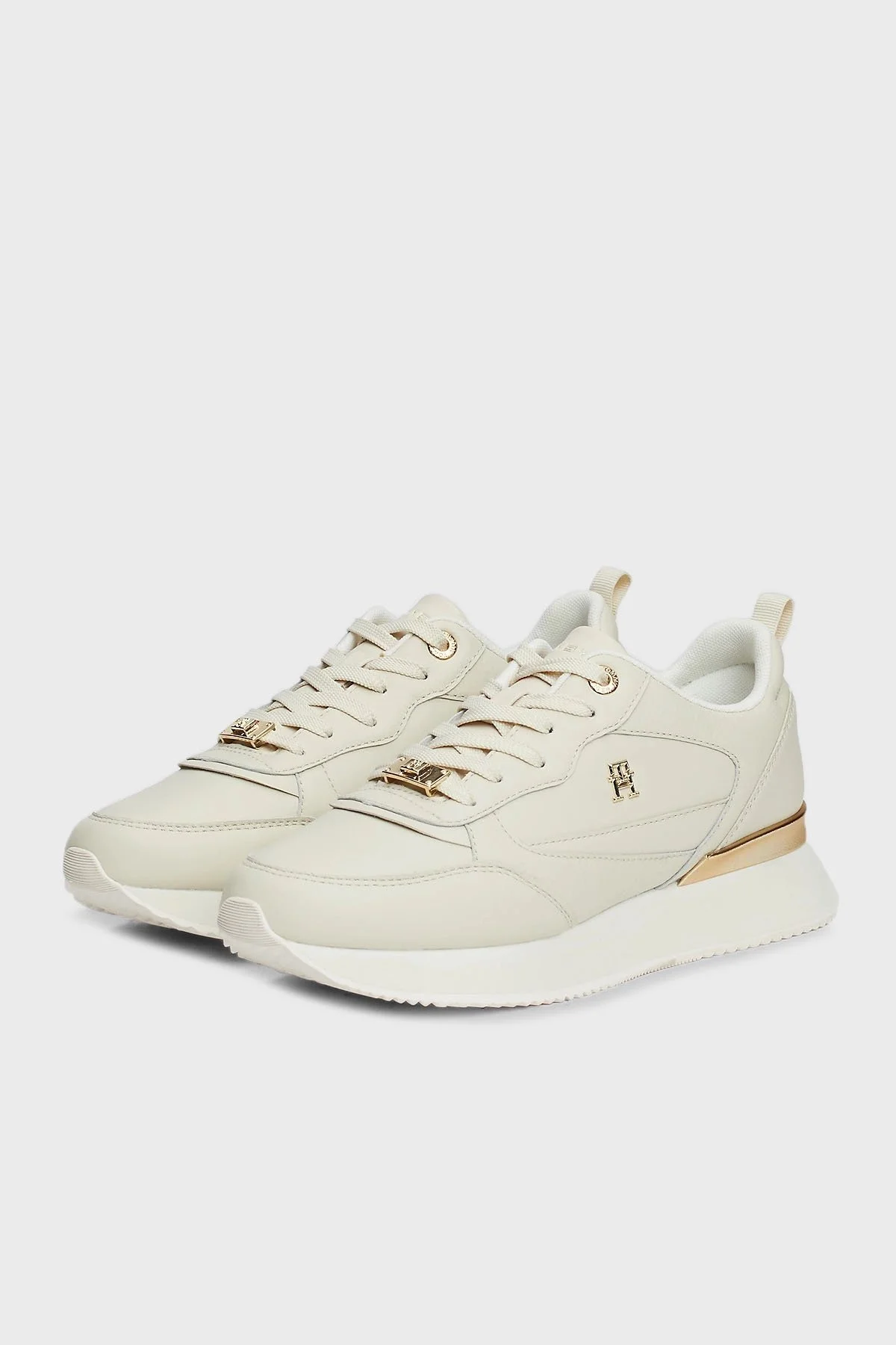 Tommy Hilfiger Deri Logolu Kalın Tabanlı Sneaker Bayan Ayakkabı FW0FW08117 ACG BEJ - 4