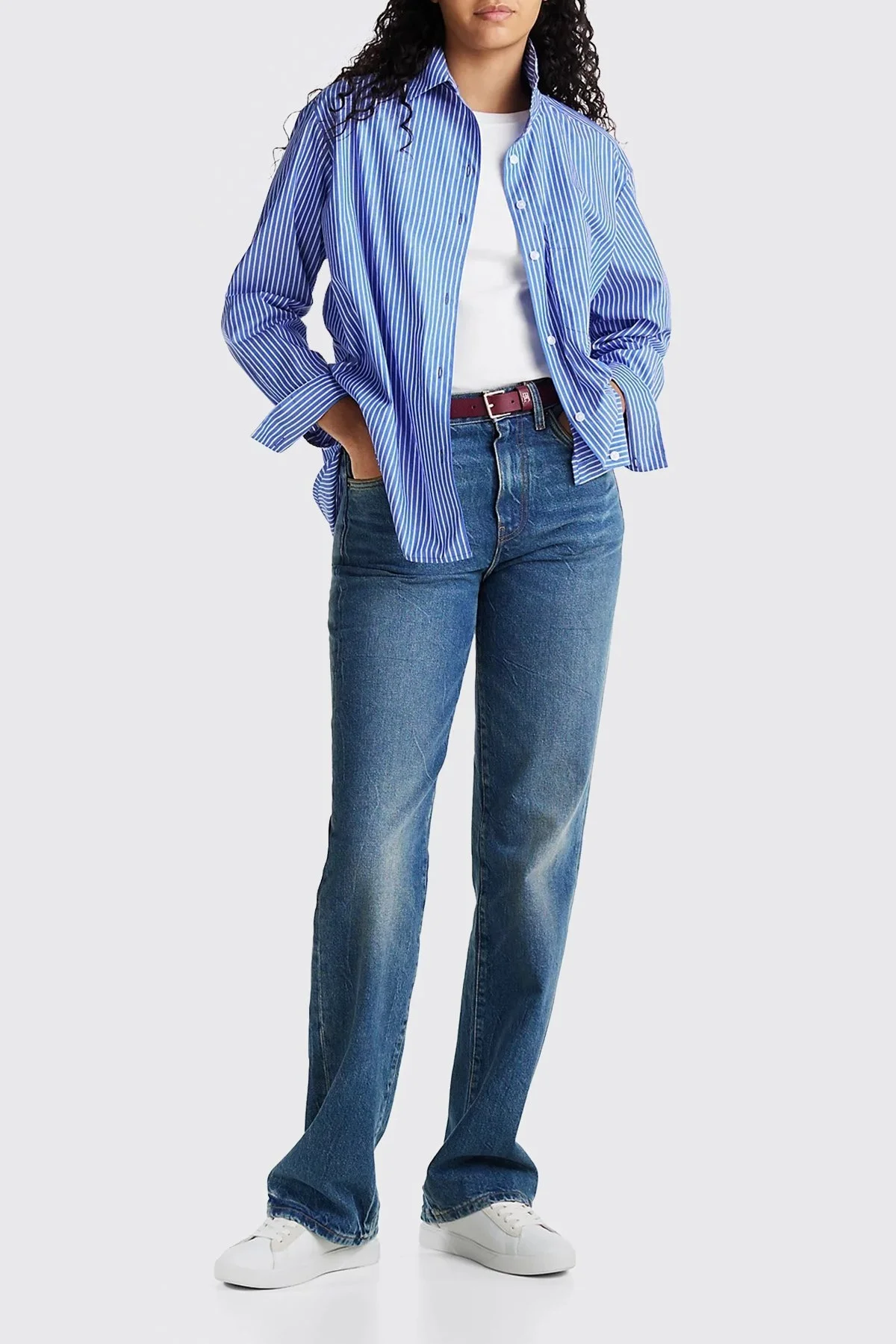 Tommy Hilfiger Deri Logolu Metalik Detaylı Sneaker Bayan Ayakkabı FW0FW08382 YBS BEYAZ - 9