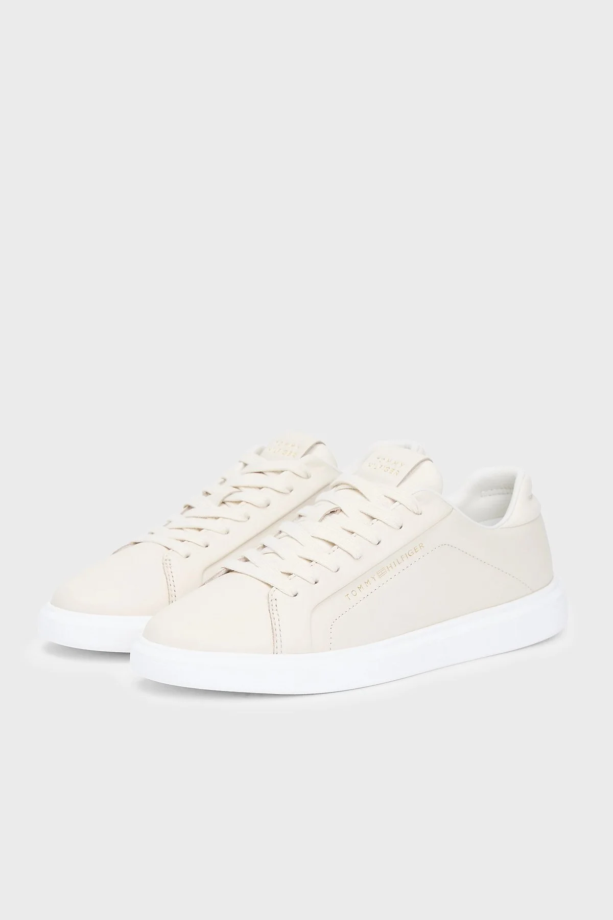 Tommy Hilfiger Deri Logolu Sneaker Bayan Ayakkabı FW0FW08949 AEO BEJ - 3