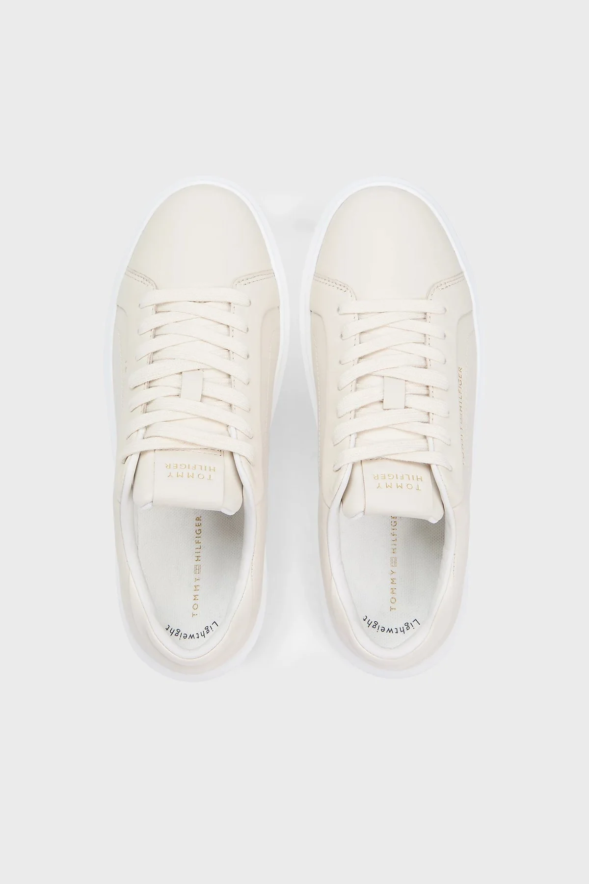 Tommy Hilfiger Deri Logolu Sneaker Bayan Ayakkabı FW0FW08949 AEO BEJ - 4