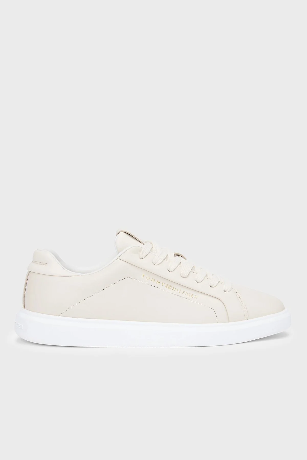 Tommy Hilfiger Deri Logolu Sneaker Kadın Ayakkabı FW0FW08949 AEO BEJ - 1