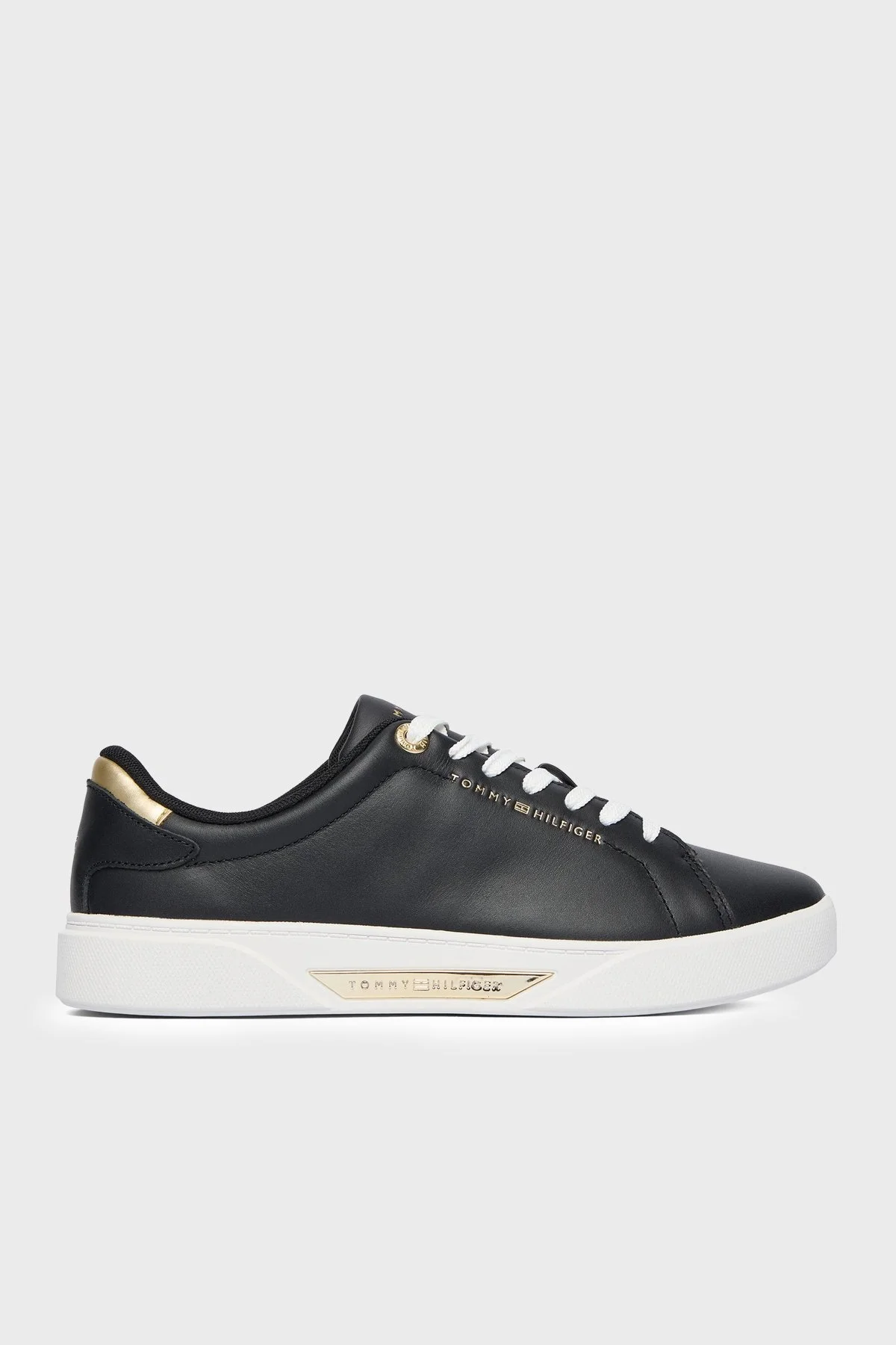 Tommy Hilfiger Deri Logolu Sneaker Kadın Ayakkabı FW0FW09019 BDS SİYAH - 1