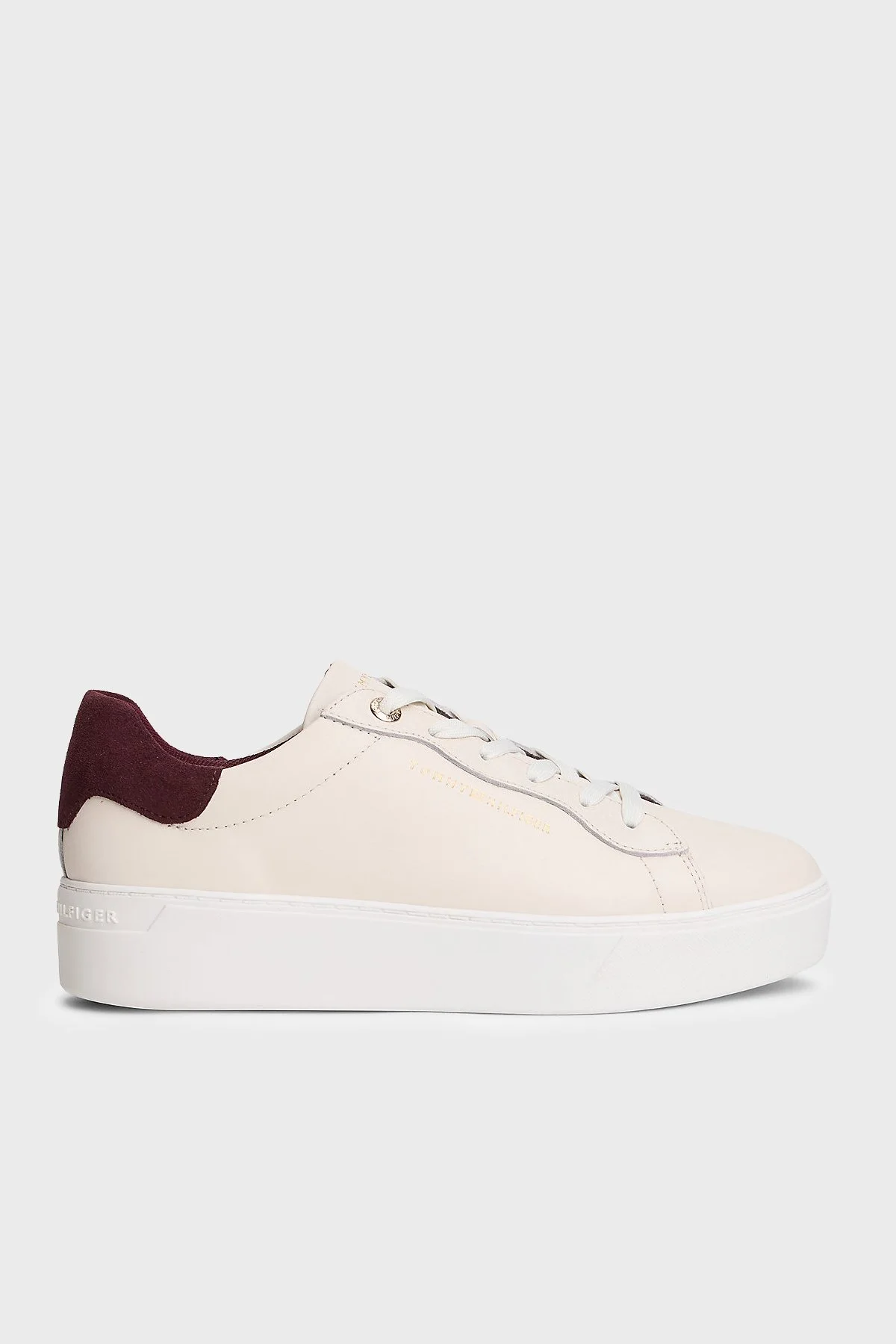 Tommy Hilfiger Deri Logolu Sneaker Kadın Ayakkabı FW0FW09021 0F5 BEJ - 1