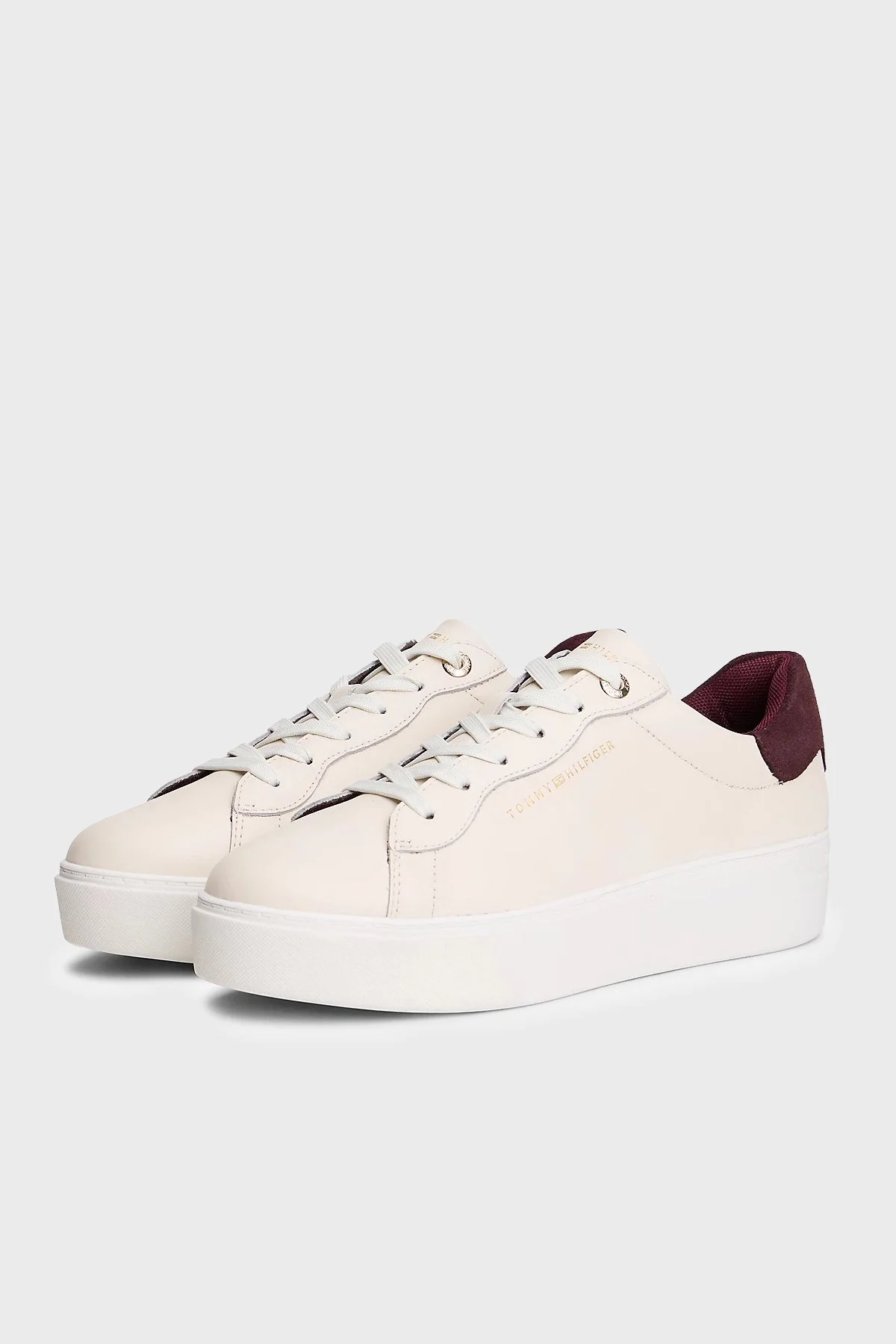 Tommy Hilfiger Deri Logolu Sneaker Kadın Ayakkabı FW0FW09021 0F5 BEJ - 3