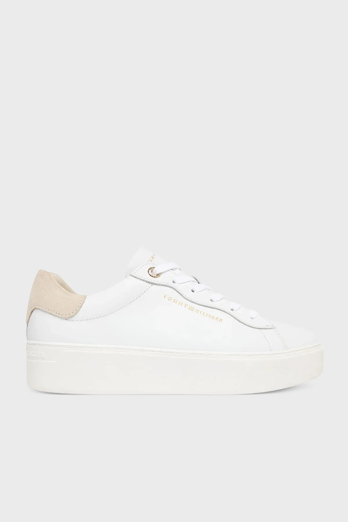 Tommy Hilfiger Deri Logolu Sneaker Kadın Ayakkabı FW0FW09021 0K4 BEYAZ - 1