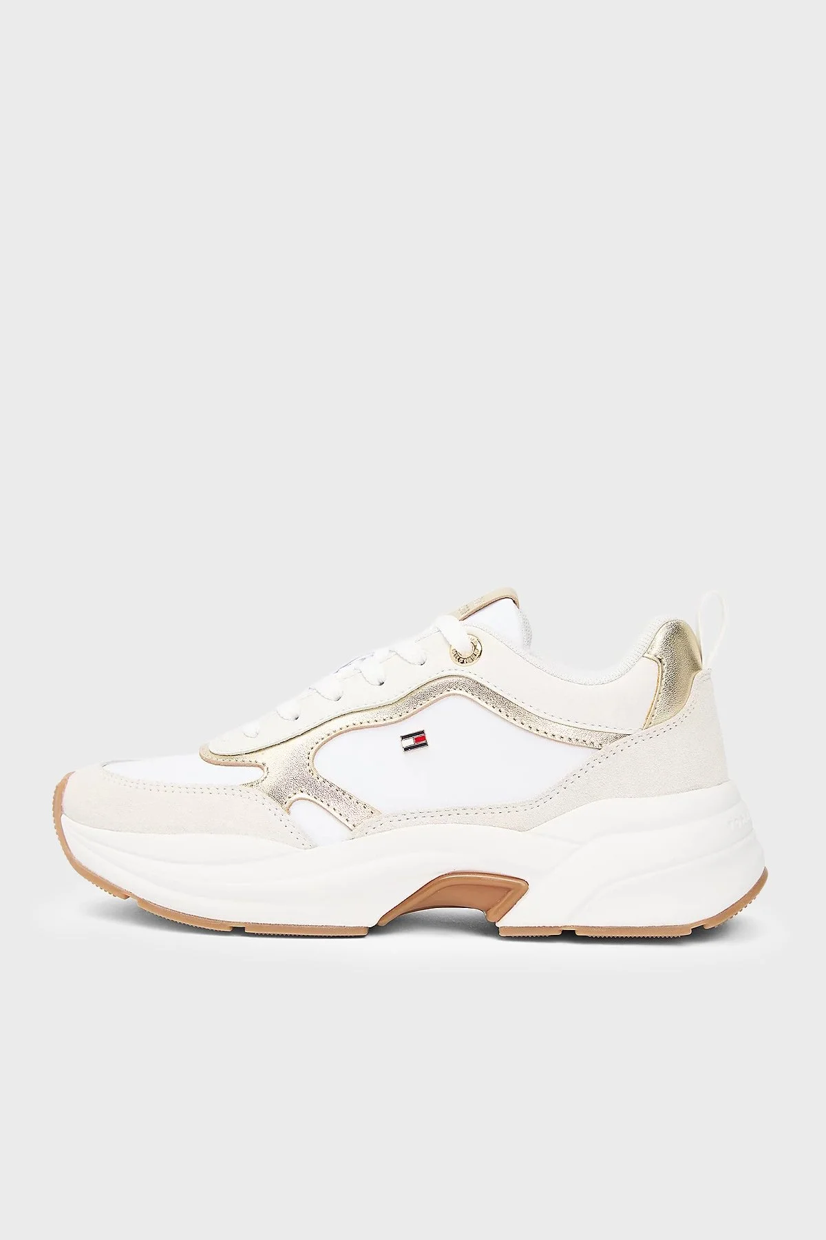 Tommy Hilfiger Deri Logolu Sneaker Bayan Ayakkabı FW0FW09204 0HU BEYAZ-GOLD - 2