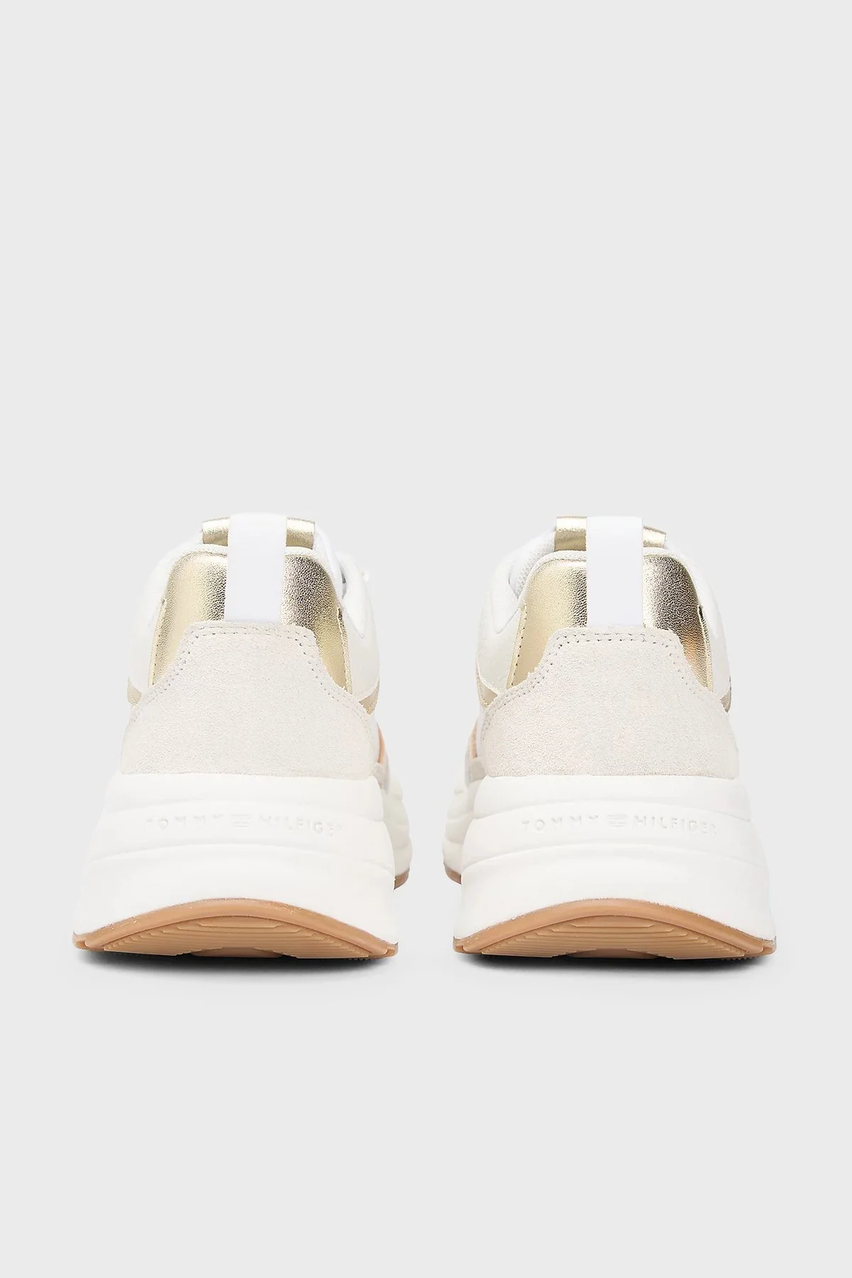 Tommy Hilfiger Deri Logolu Sneaker Bayan Ayakkabı FW0FW09204 0HU BEYAZ-GOLD - 6