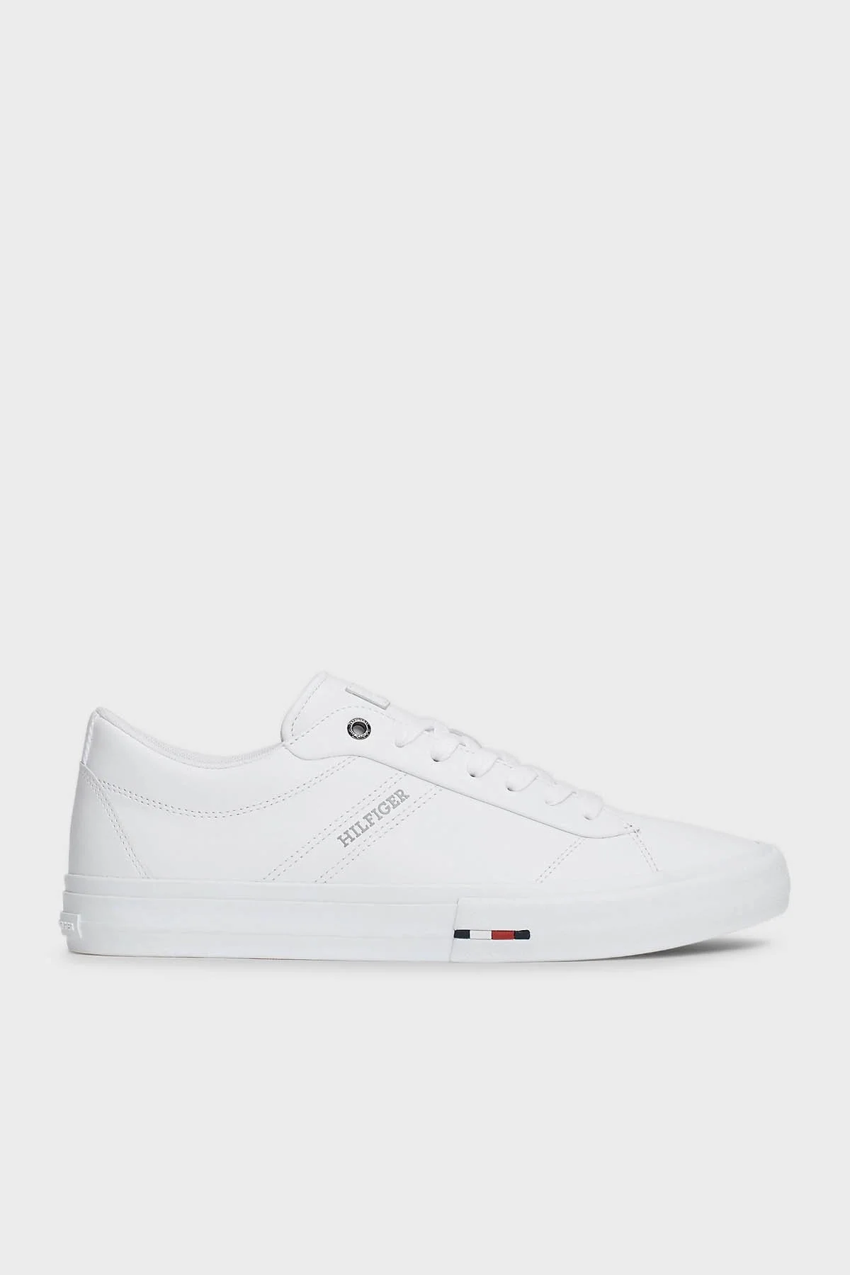Tommy Hilfiger Deri Logolu Sneaker Erkek Ayakkabı FM0FM05201 YBS BEYAZ - 19
