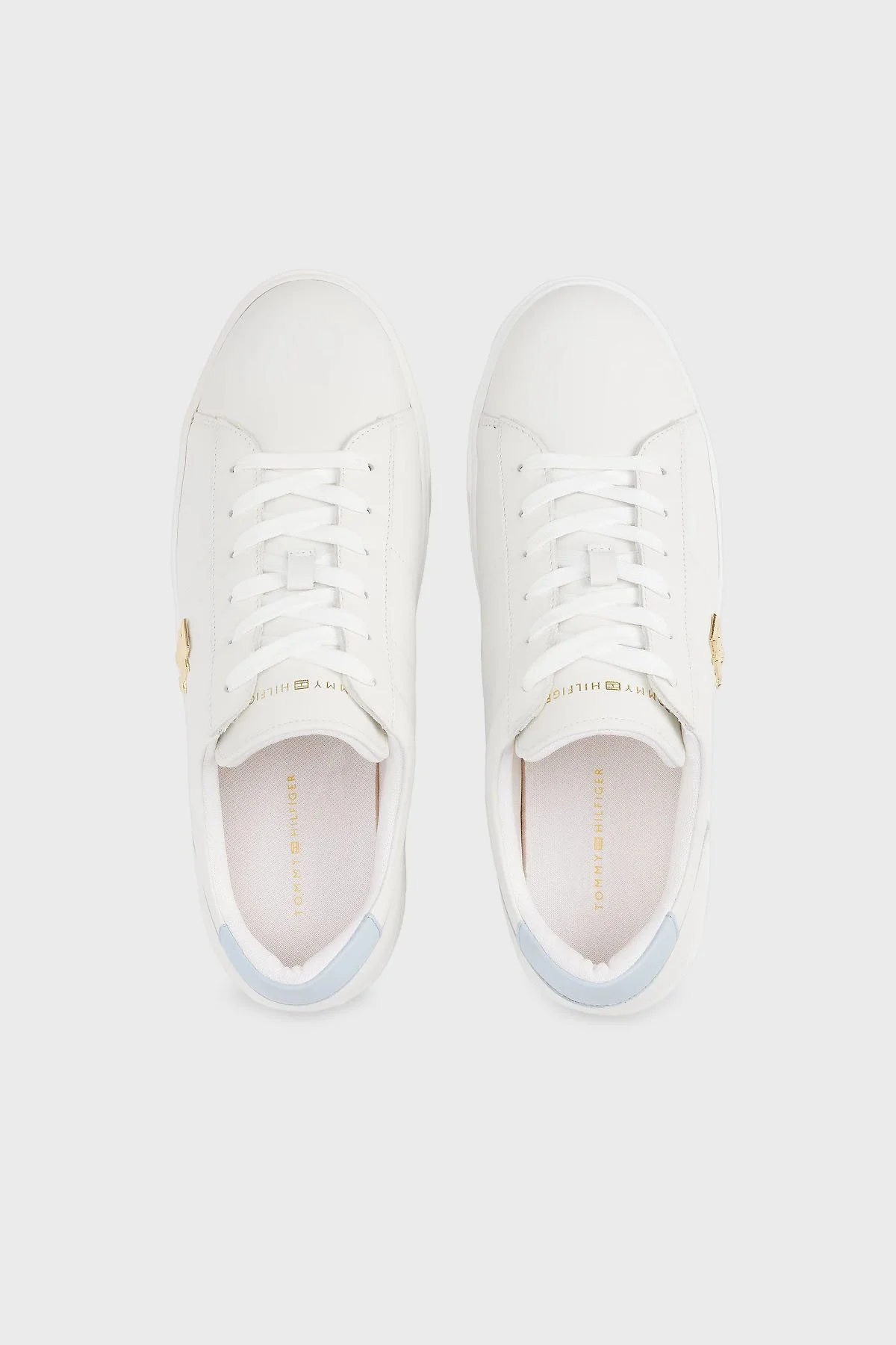 Tommy Hilfiger Deri Platform Sneaker Kadın Ayakkabı FW0FW08464 0LH EKRU-MAVİ - 5
