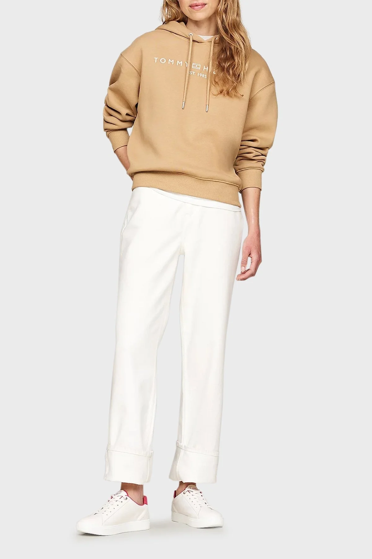 Tommy Hilfiger Deri Sneaker Bayan Ayakkabı FW0FW07999 0GA BEJ - 2