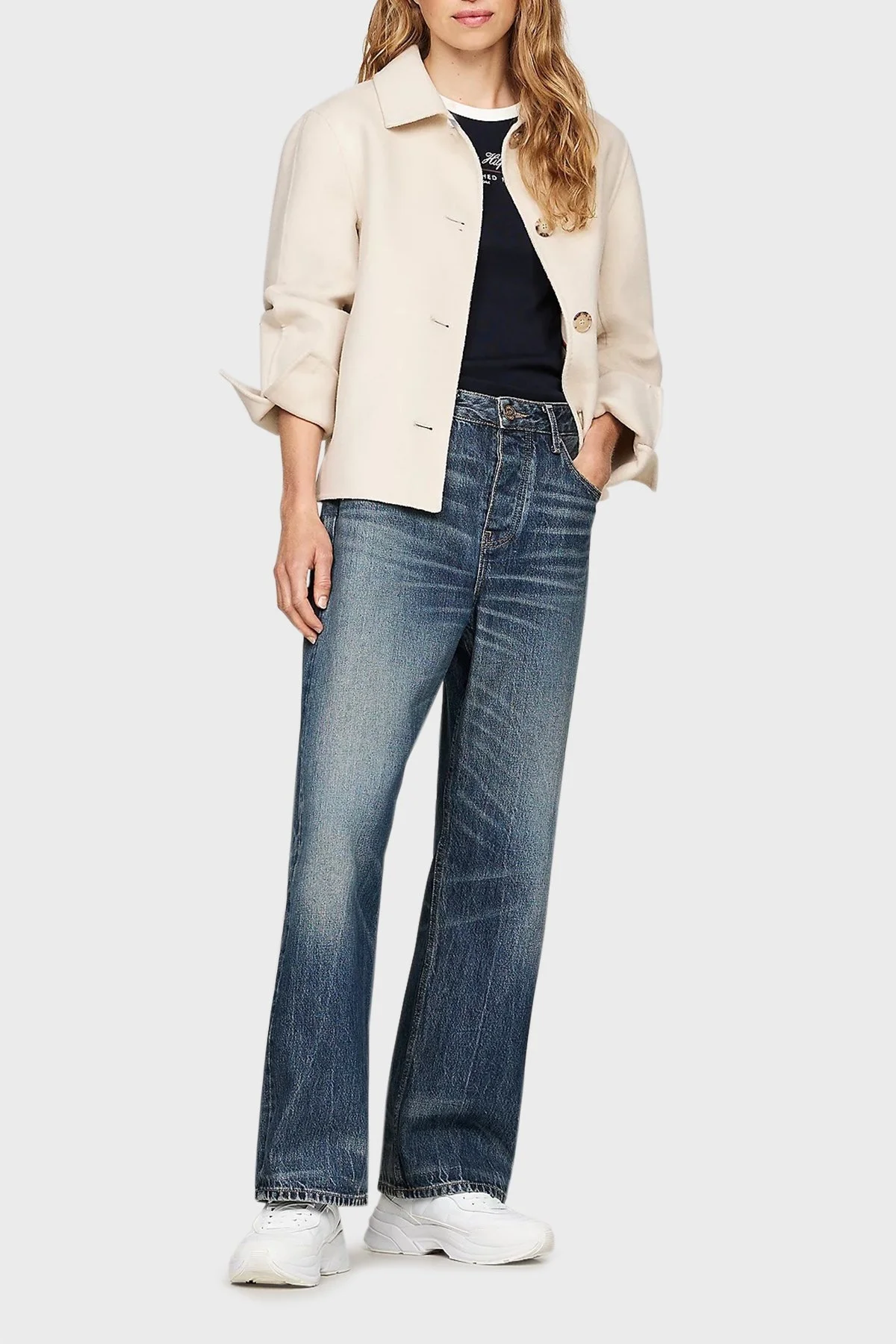 Tommy Hilfiger Deri Sneaker Bayan Ayakkabı FW0FW08346 YBS BEYAZ - 10