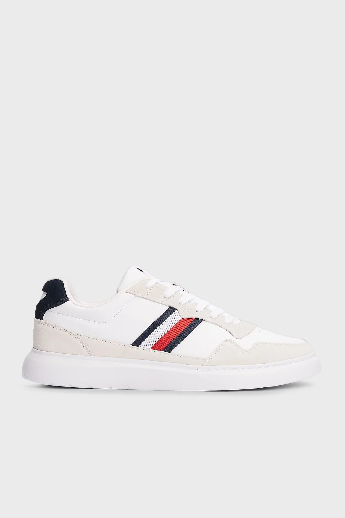 Tommy Hilfiger Deri Süet Detaylı Logolu Sneaker Erkek Ayakkabı FM0FM04889 0K6 BEYAZ - 1