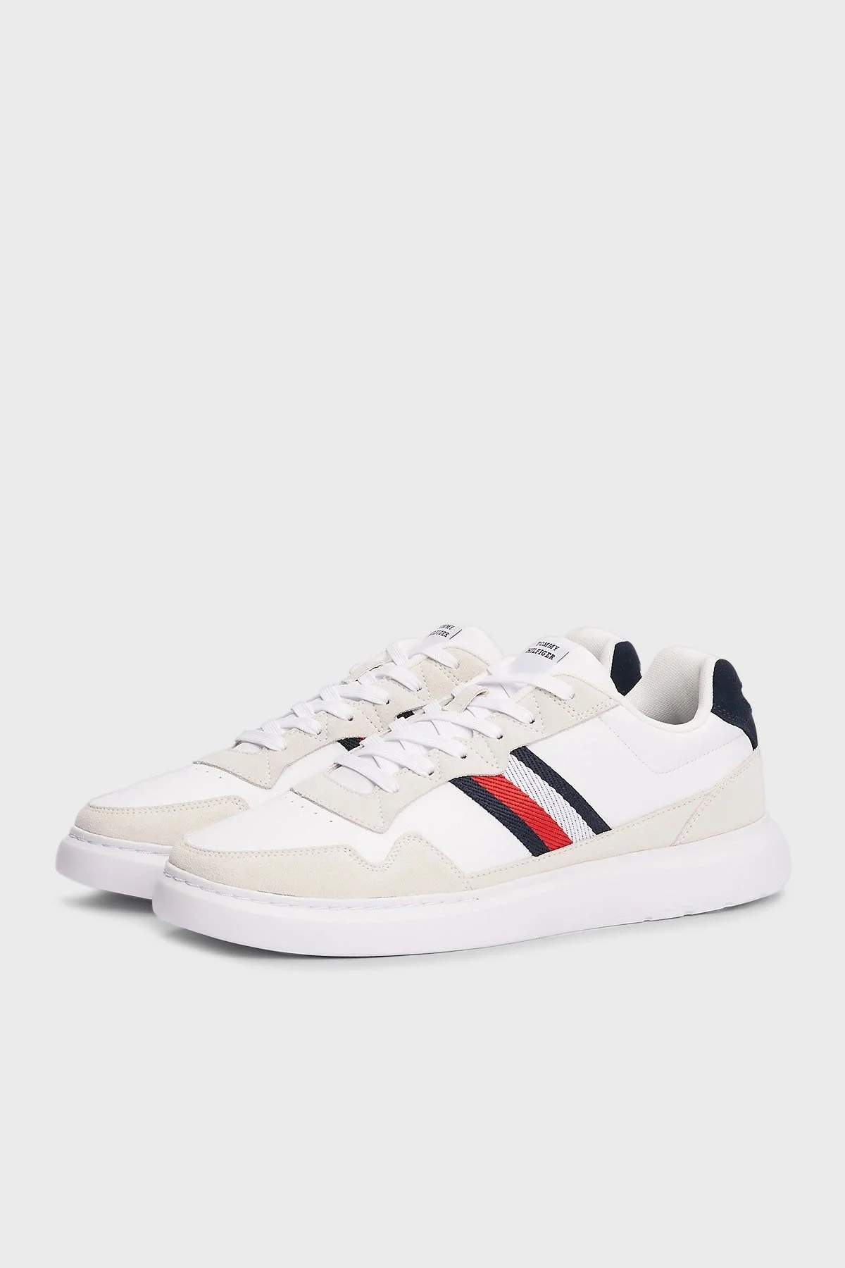 Tommy Hilfiger Deri Süet Detaylı Logolu Sneaker Erkek Ayakkabı FM0FM04889 0K6 BEYAZ - 3