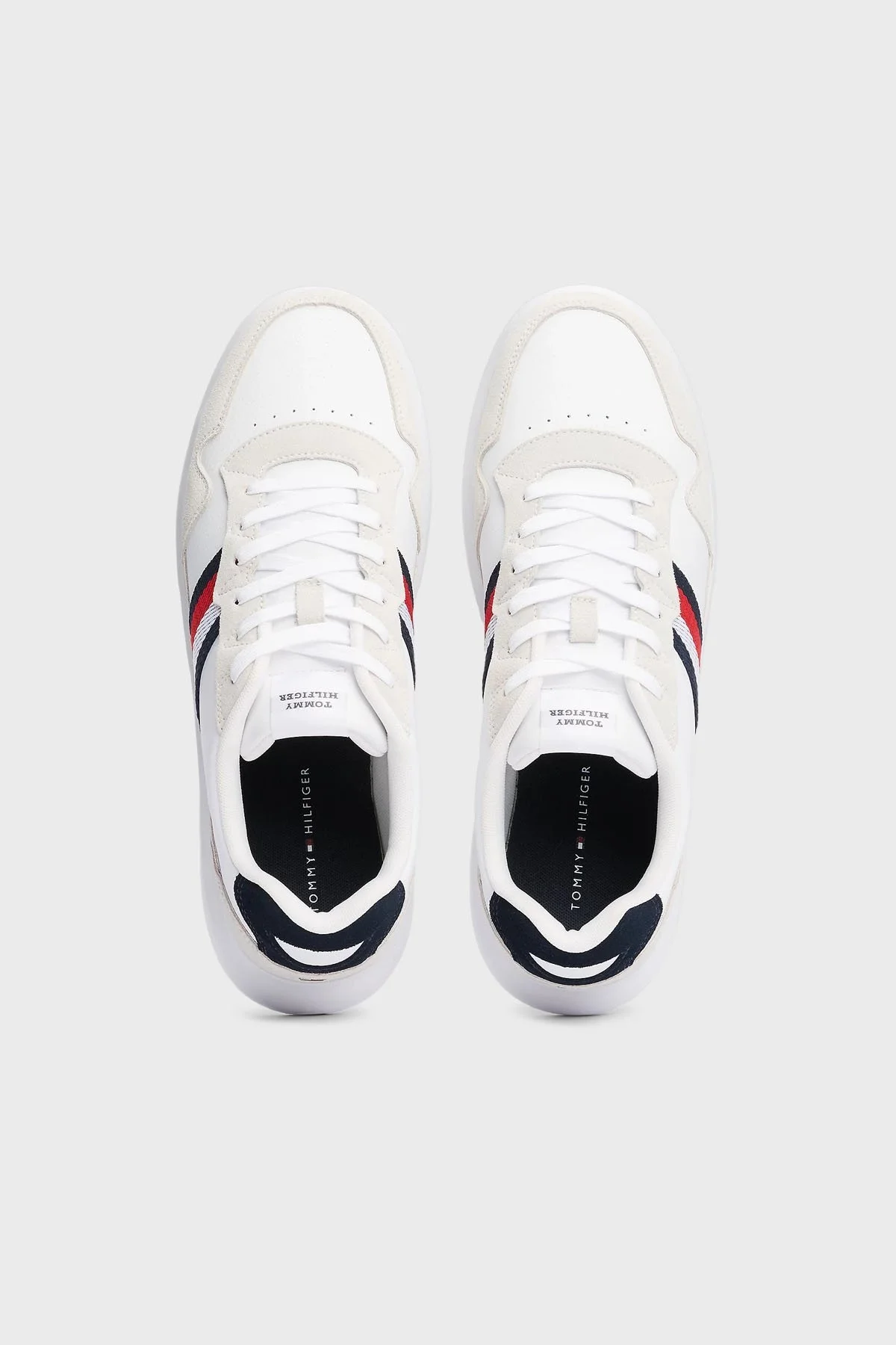 Tommy Hilfiger Deri Süet Detaylı Logolu Sneaker Erkek Ayakkabı FM0FM04889 0K6 BEYAZ - 4