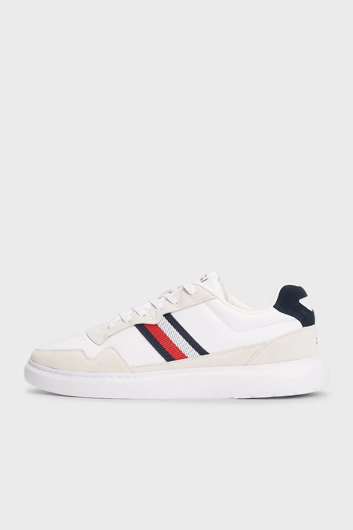 Tommy Hilfiger Deri Süet Detaylı Logolu Sneaker Erkek Ayakkabı FM0FM04889 0K6 BEYAZ - 5