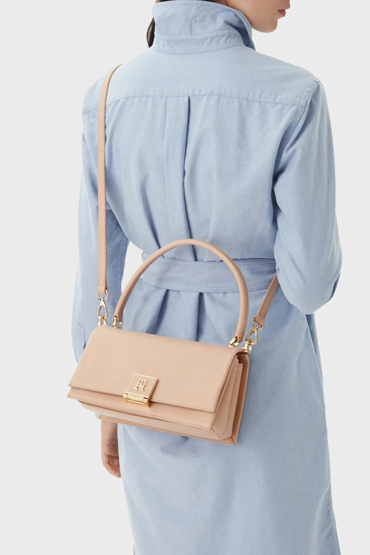 Tommy Hilfiger Desen Logolu Çıkarılabilir Askılı Kadın Çanta AW0AW17216 TRY PUDRA - 2