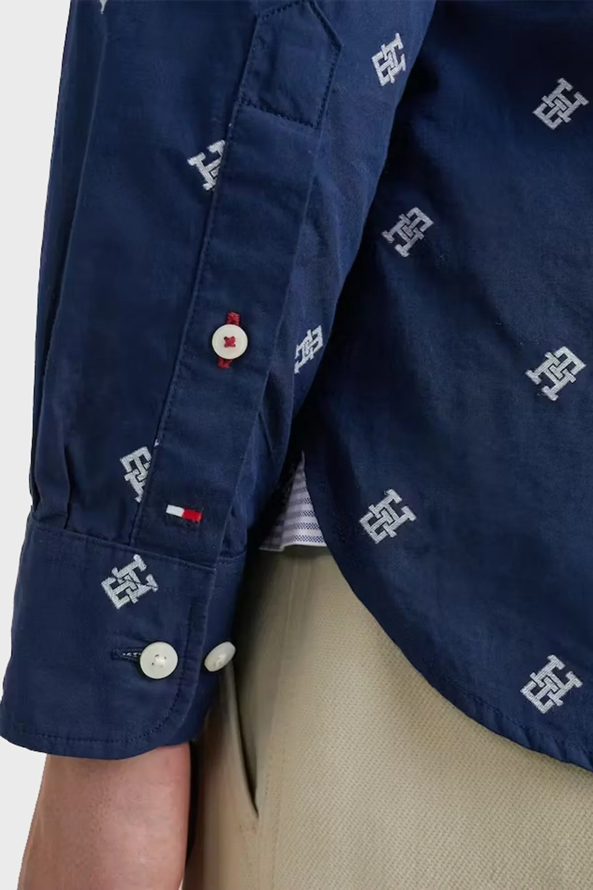 Tommy Hilfiger Desenli % 100 Pamuk Regular Fit Erkek Gömlek MW0MW30696 0GY LACİVERT - 3