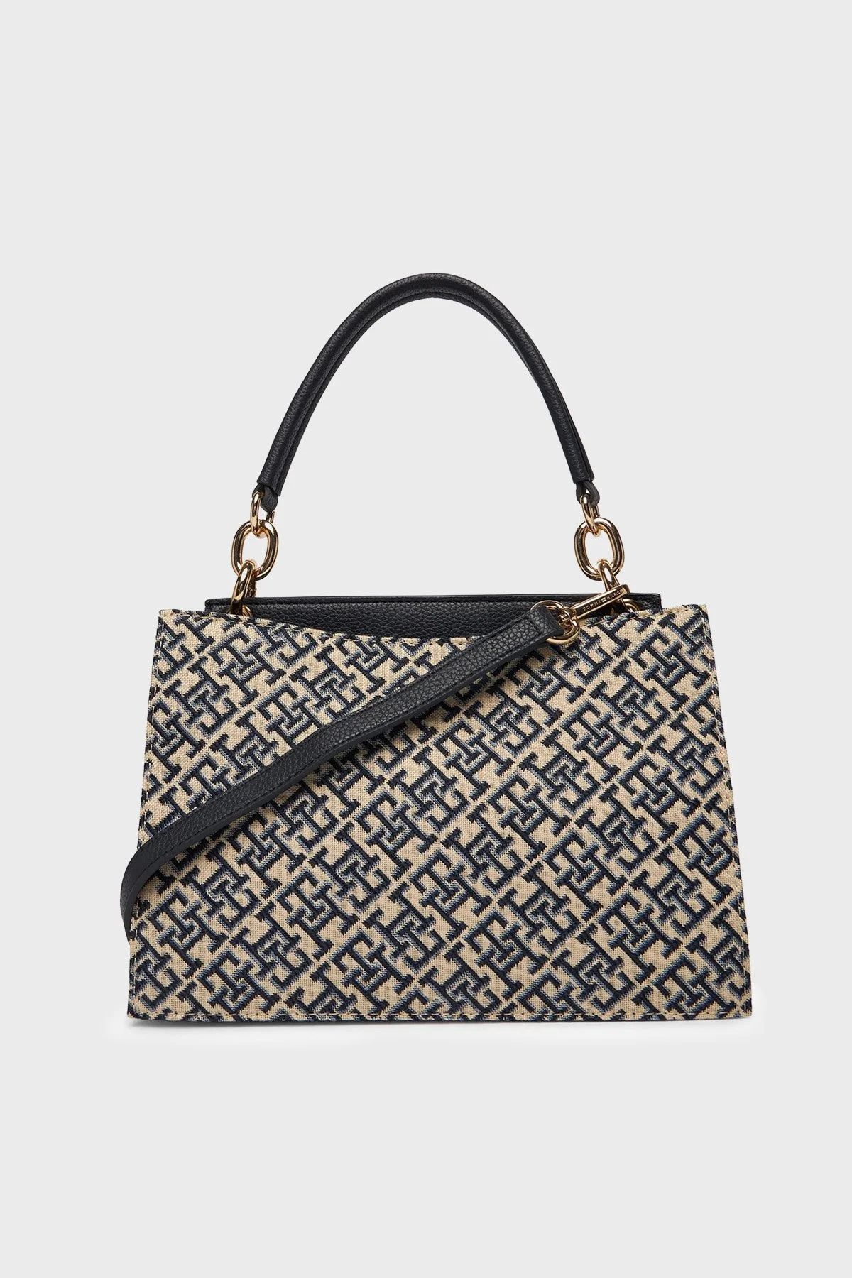 Tommy Hilfiger Desenli Çıkarılabilir Askılı Kadın Çanta AW0AW18639 0GY BEJ-MAVİ - 3