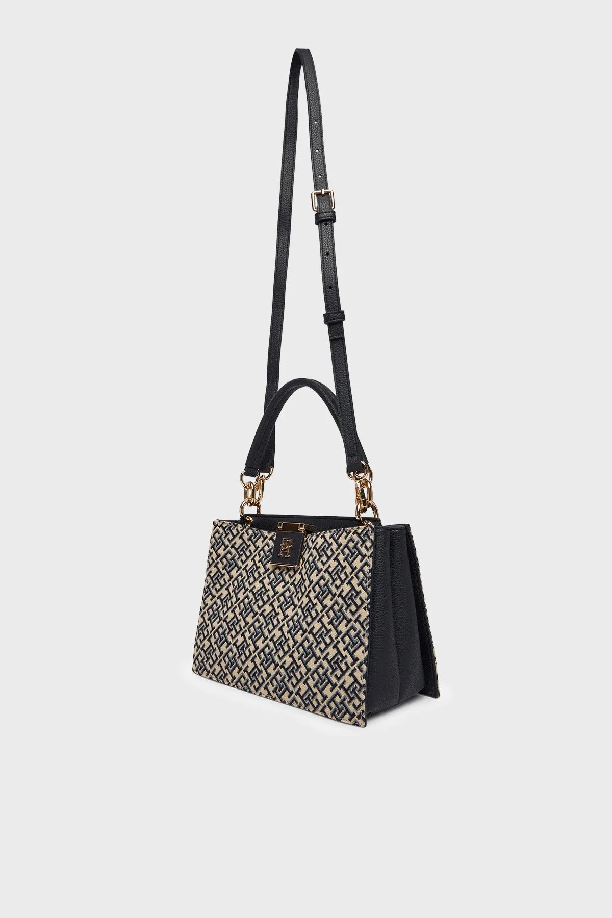 Tommy Hilfiger Desenli Çıkarılabilir Askılı Kadın Çanta AW0AW18639 0GY BEJ-MAVİ - 4