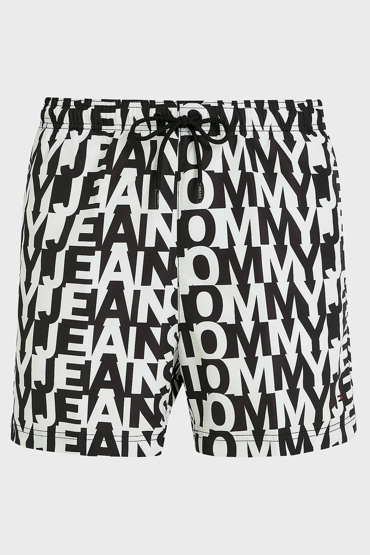 Tommy Hilfiger Desenli Deniz Şortu Belden Bağlamalı Slim Fit Erkek Mayo Short UM0UM02759 0GN SİYAH-BEYAZ - 5