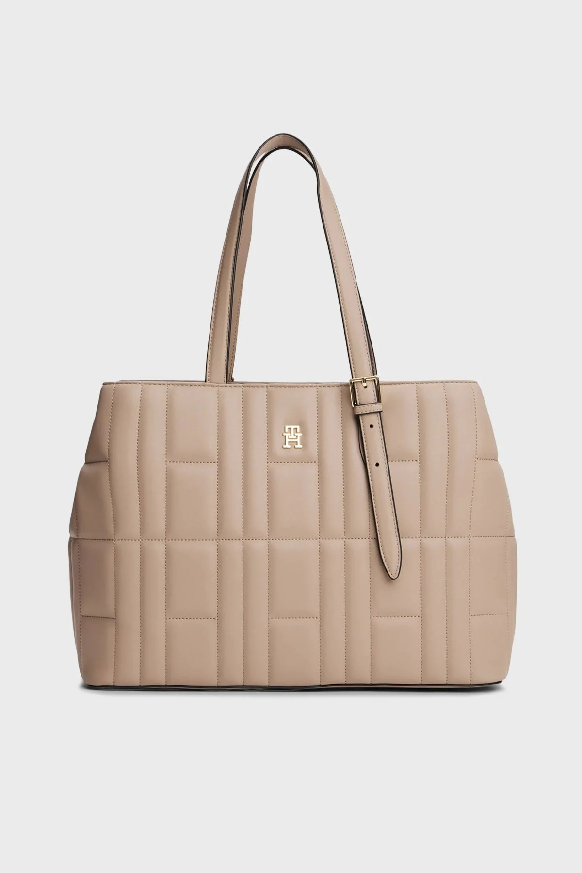 Tommy Hilfiger Dikiş Detaylı Çıkarılabilir Askılı Tote Bayan Çanta AW0AW17452 AFE BEJ - 1