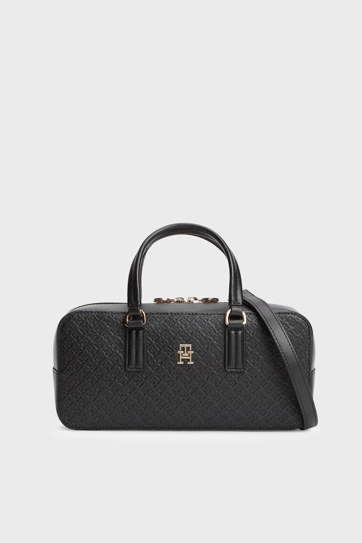 Tommy Hilfiger Dokulu Çıkarılabilir Askılı Bayan Çanta AW0AW18415 BDS SİYAH - 1