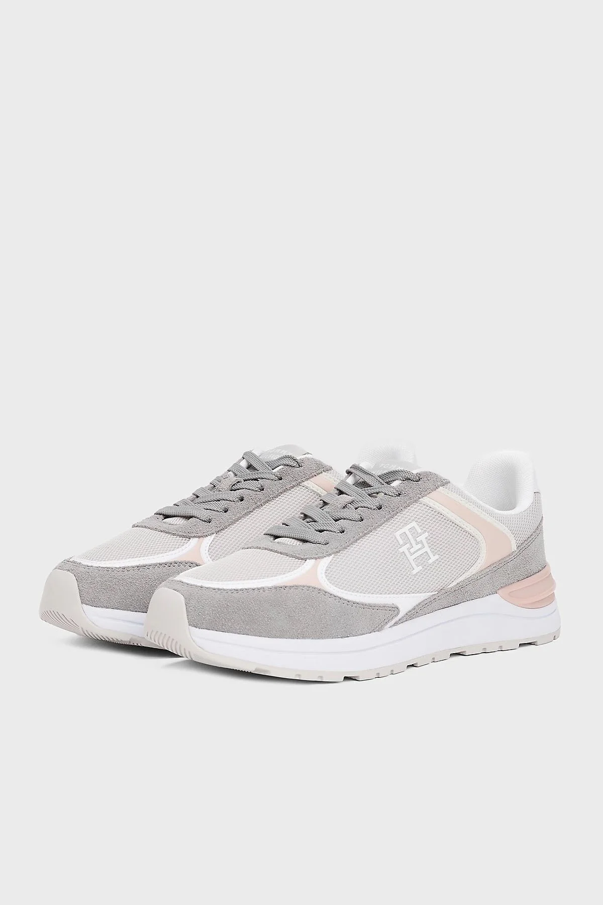 Tommy Hilfiger Dokulu Logolu Sneaker Bayan Ayakkabı FW0FW08324 PQU GRİ - 3