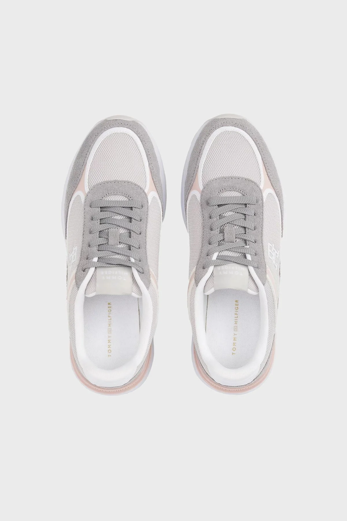Tommy Hilfiger Dokulu Logolu Sneaker Bayan Ayakkabı FW0FW08324 PQU GRİ - 5