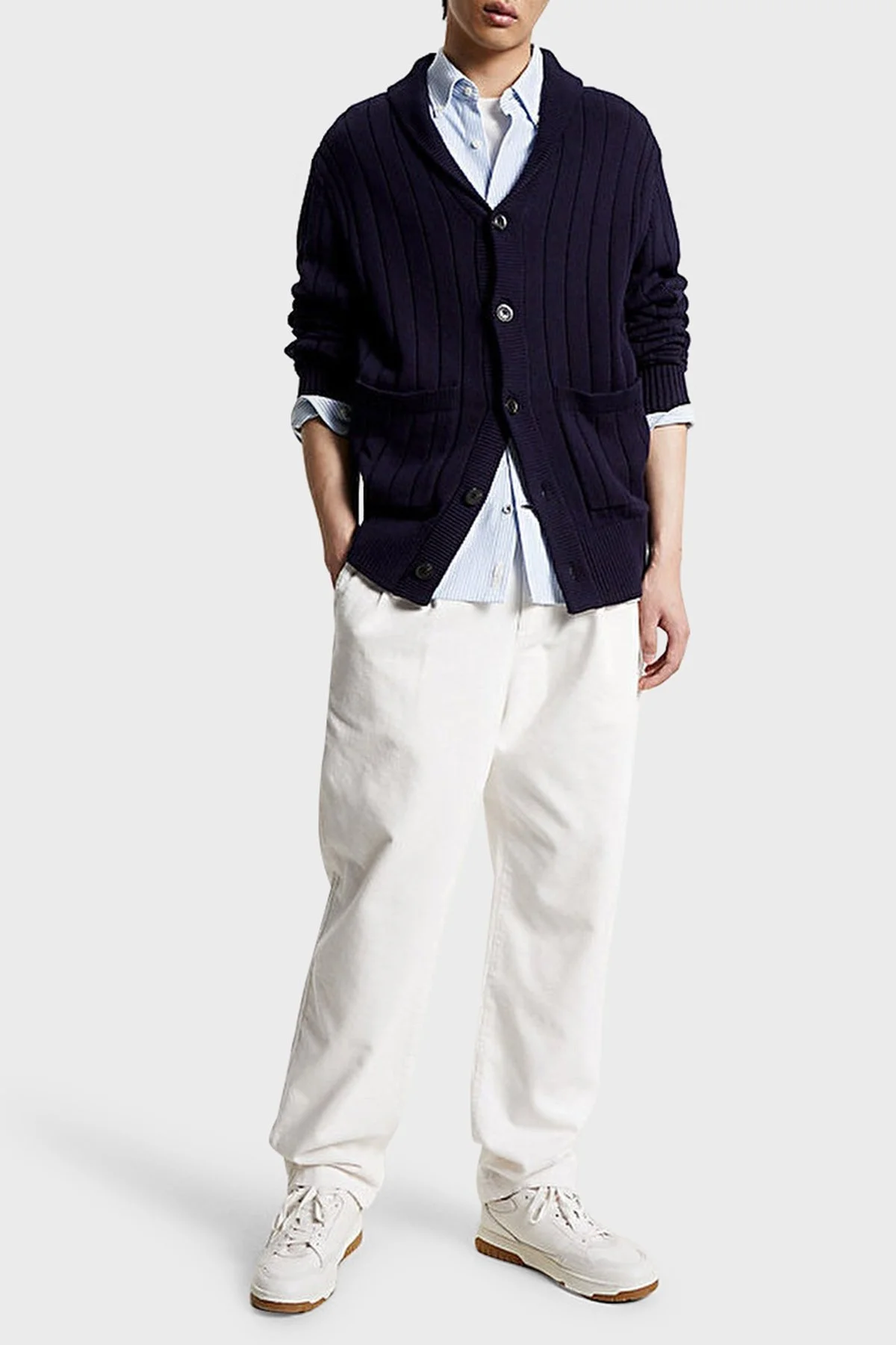 Tommy Hilfiger Düğmeli Cepli % 100 Pamuk Regular Fit Erkek Hırka MW0MW33455 DW5 LACİVERT - 2