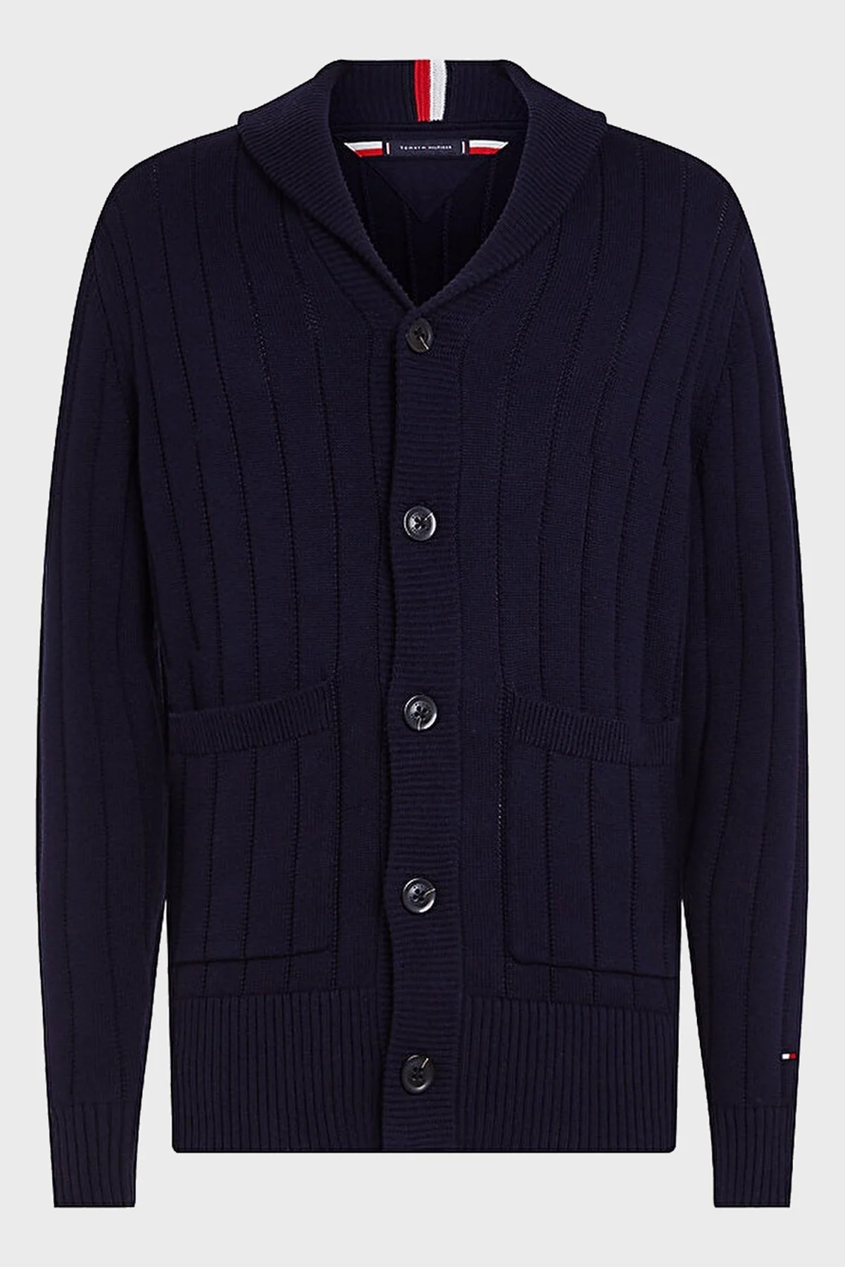 Tommy Hilfiger Düğmeli Cepli % 100 Pamuk Regular Fit Erkek Hırka MW0MW33455 DW5 LACİVERT - 6