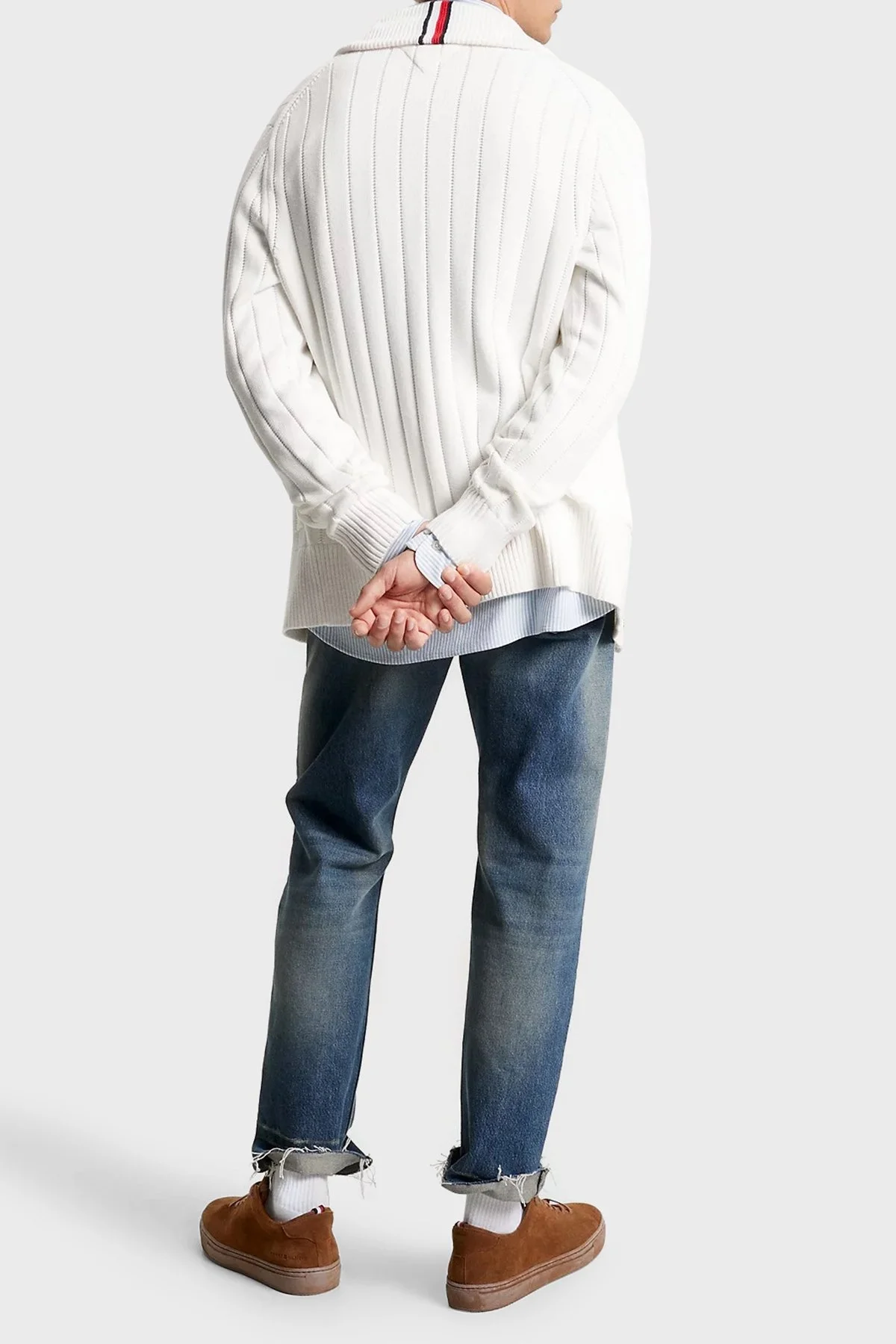 Tommy Hilfiger Düğmeli Cepli % 100 Pamuk Regular Fit Erkek Hırka MW0MW33455 YBH BEYAZ - 3