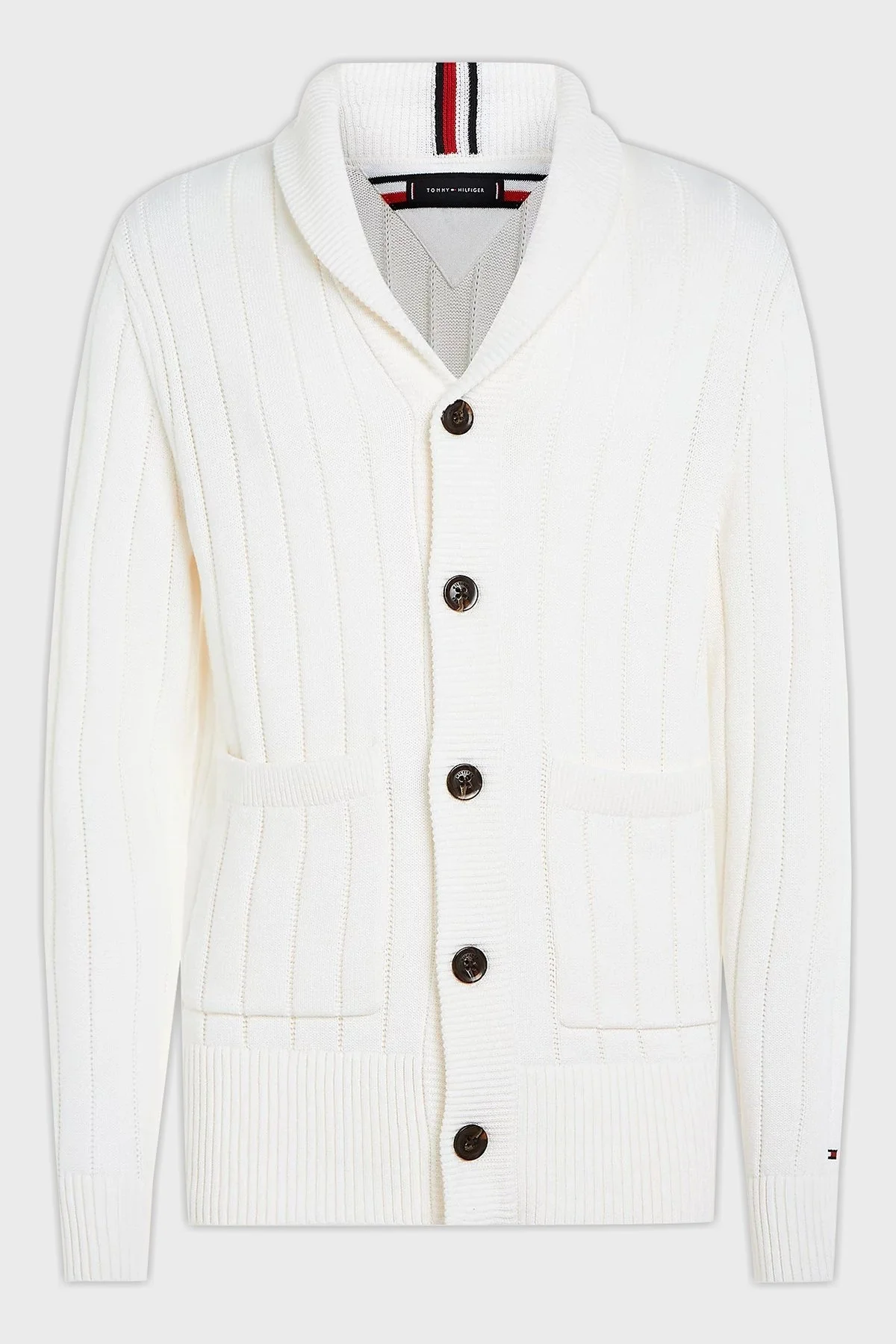 Tommy Hilfiger Düğmeli Cepli % 100 Pamuk Regular Fit Erkek Hırka MW0MW33455 YBH BEYAZ - 5