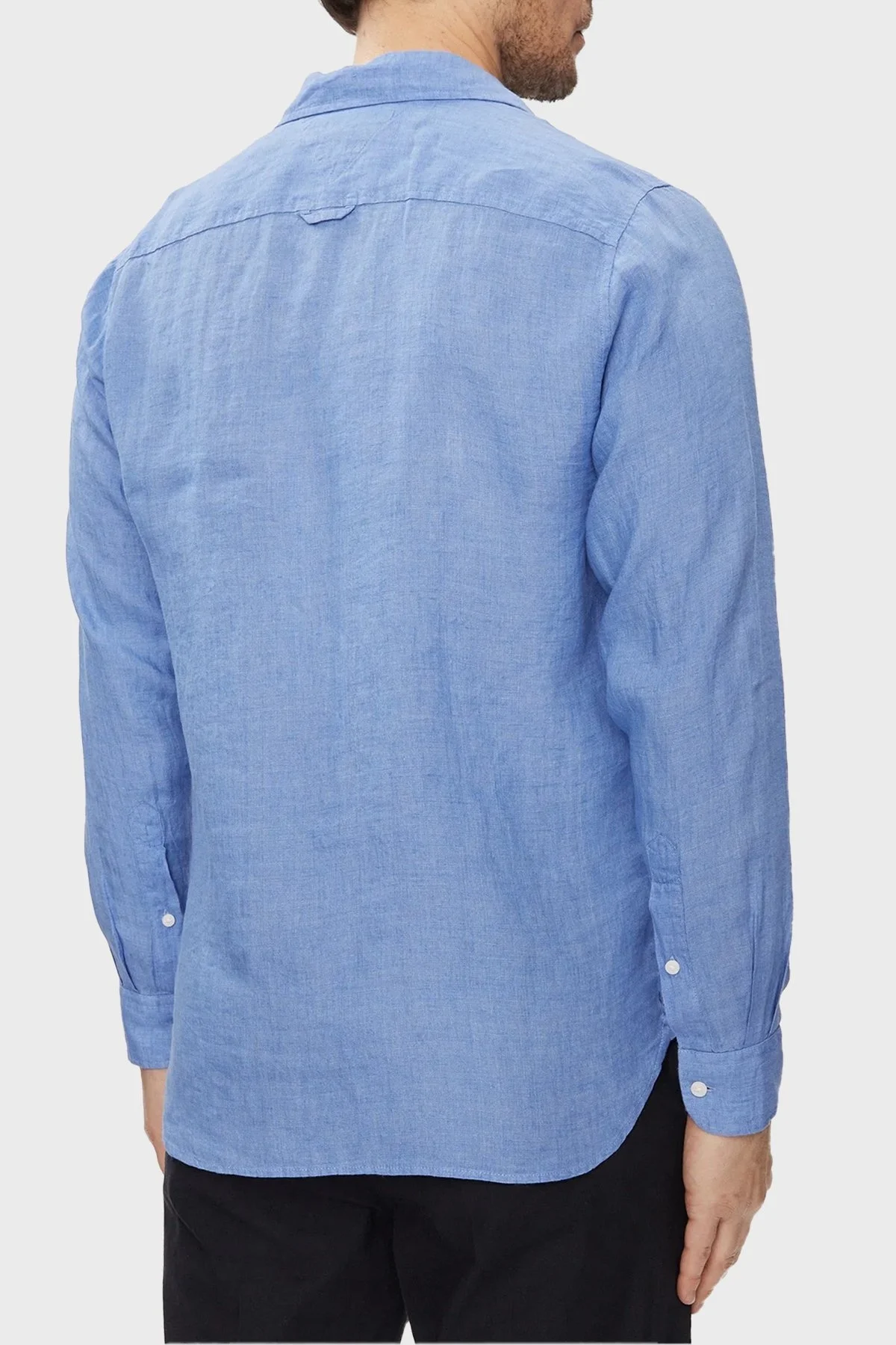 Tommy Hilfiger Düğmeli Yaka % 100 Keten Regular Fit Erkek Gömlek MW0MW34602 C30 MAVİ - 3