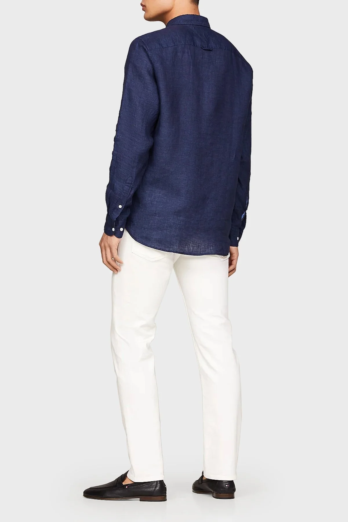 Tommy Hilfiger Düğmeli Yaka % 100 Keten Regular Fit Erkek Gömlek MW0MW34602 DCC LACİVERT - 8