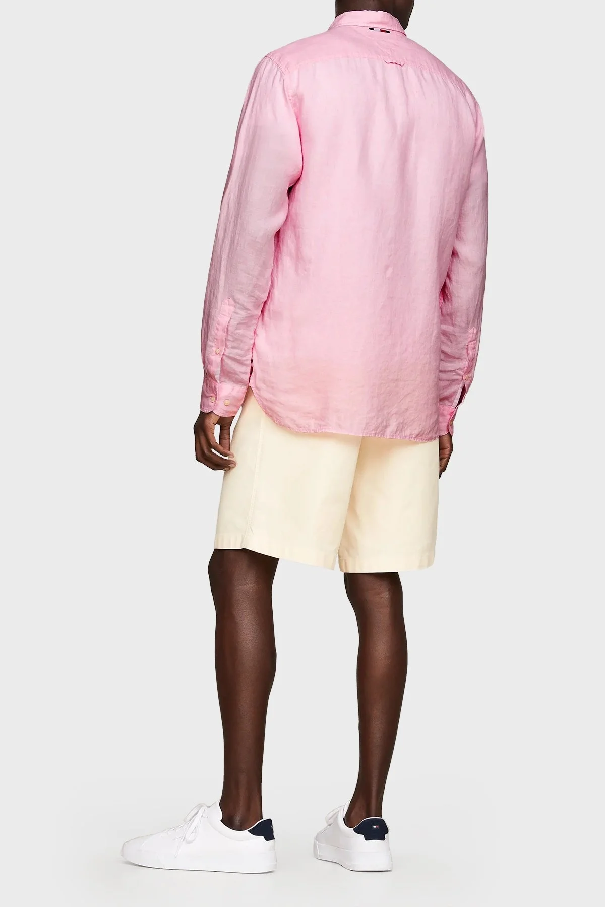 Tommy Hilfiger Düğmeli Yaka % 100 Keten Regular Fit Erkek Gömlek MW0MW34602 TJS PEMBE - 2
